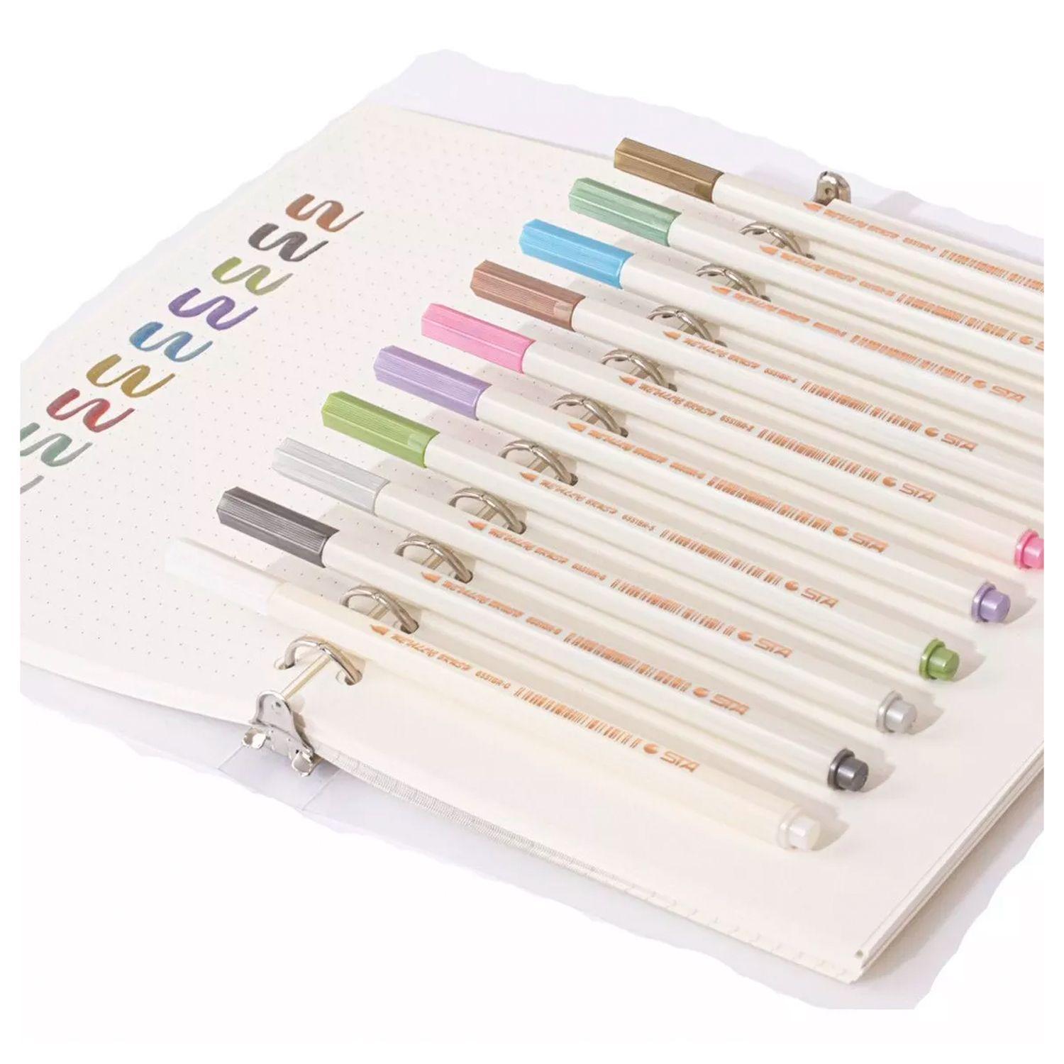 Set De 10pcs Lápices Metalizados Punta Fina STA-1