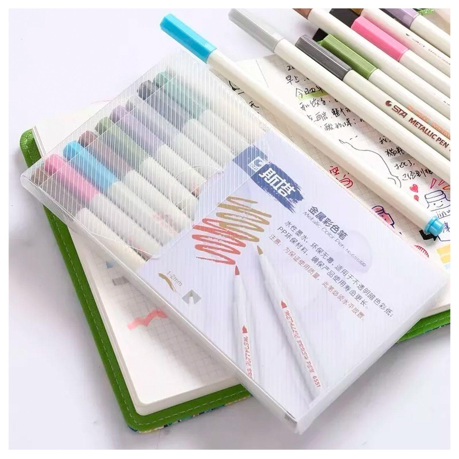 Set De 10pcs Lápices Metalizados Punta Fina STA-3