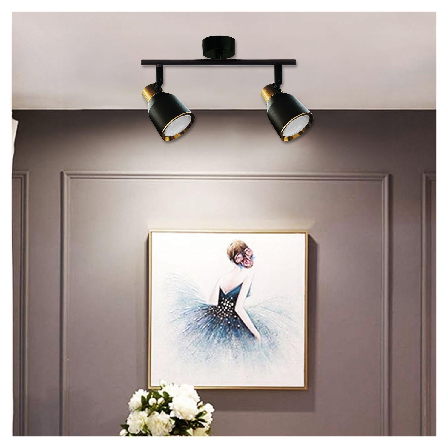 Foco LED Sobrepuesto Decorativo Doble GU-10 Negro-Dorado Híades-2