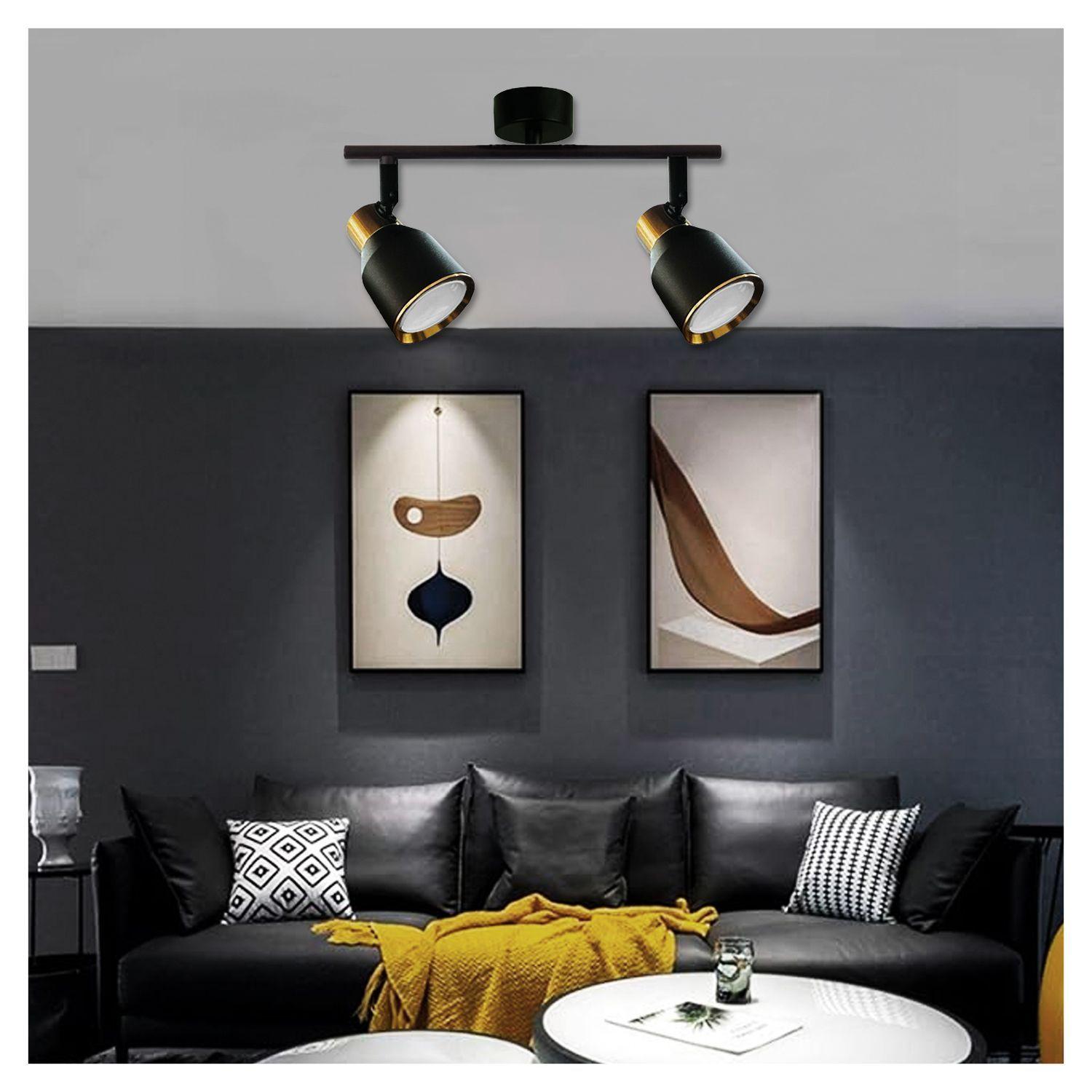 Foco LED Sobrepuesto Decorativo Doble GU-10 Negro-Dorado Híades-3