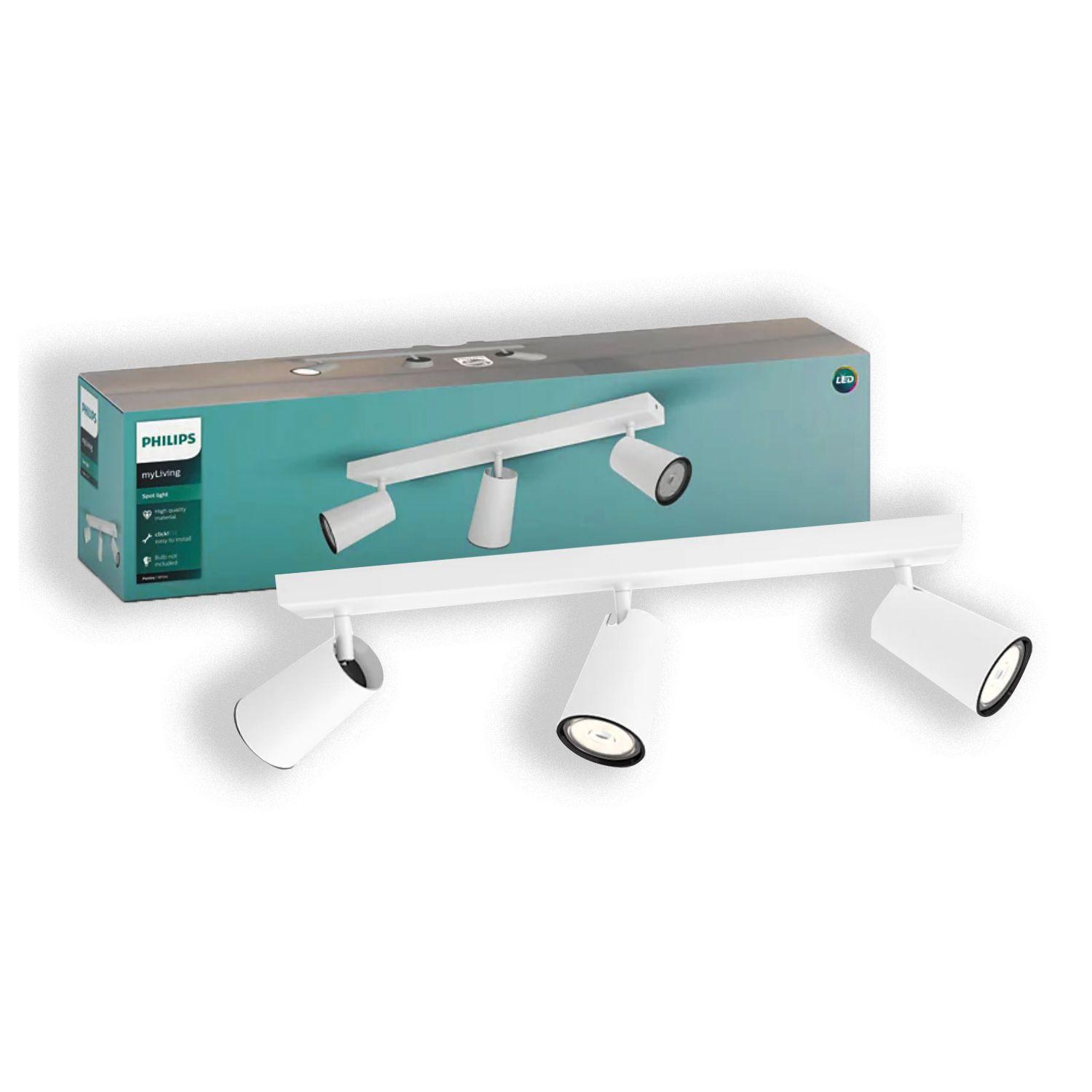Foco Philips Pasley Spotlight Blanco x3 GU10 Ampolletas Cálido-2