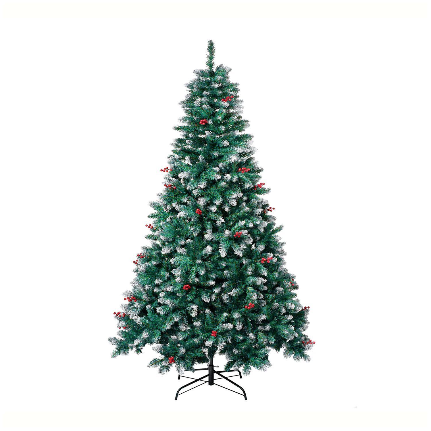 Árbol de Navidad 210 cms semi nevado con decoración-0
