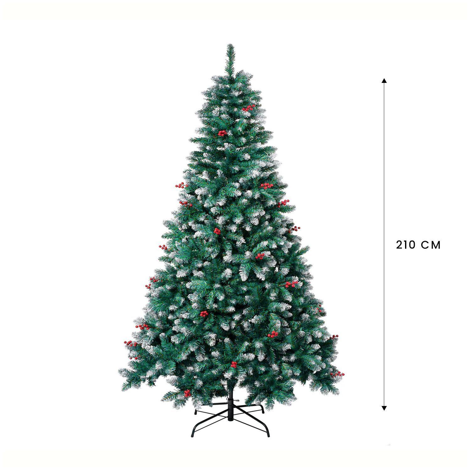 Árbol de Navidad 210 cms semi nevado con decoración-1