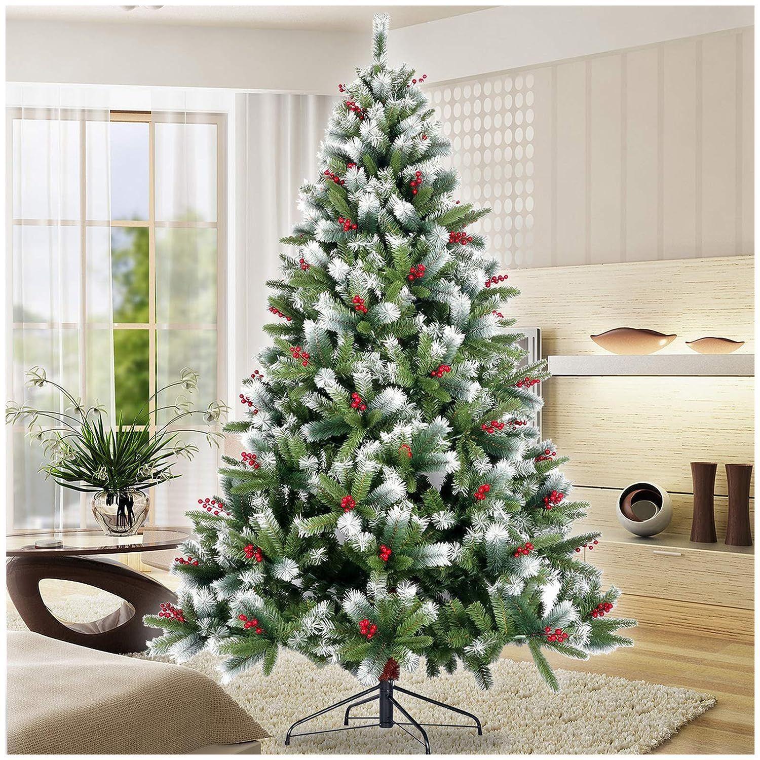 Árbol de Navidad 210 cms semi nevado con decoración-2