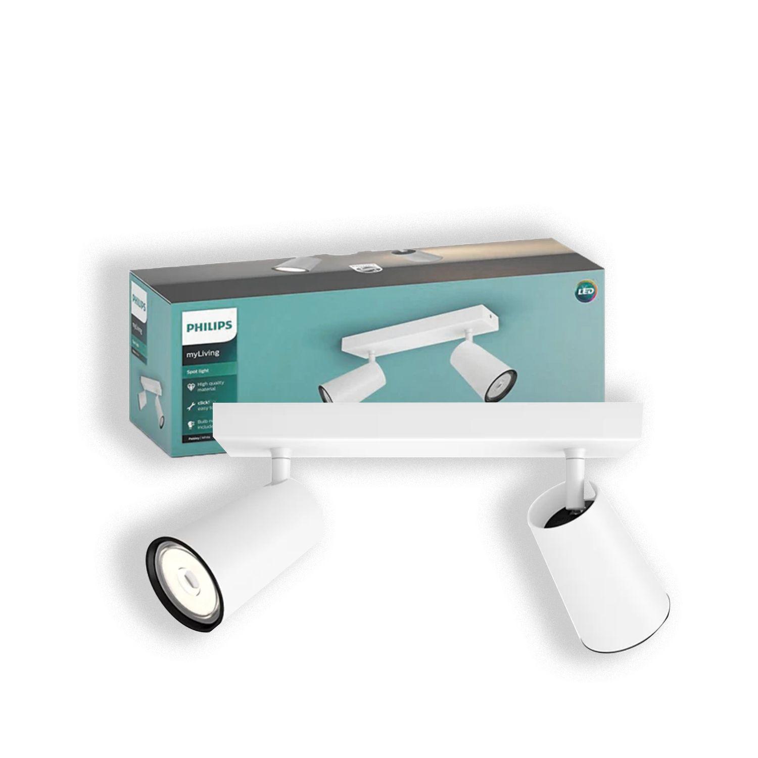 Foco Philips Pasley Spotlight Blanco x2 GU10 Ampolletas Cálido-2