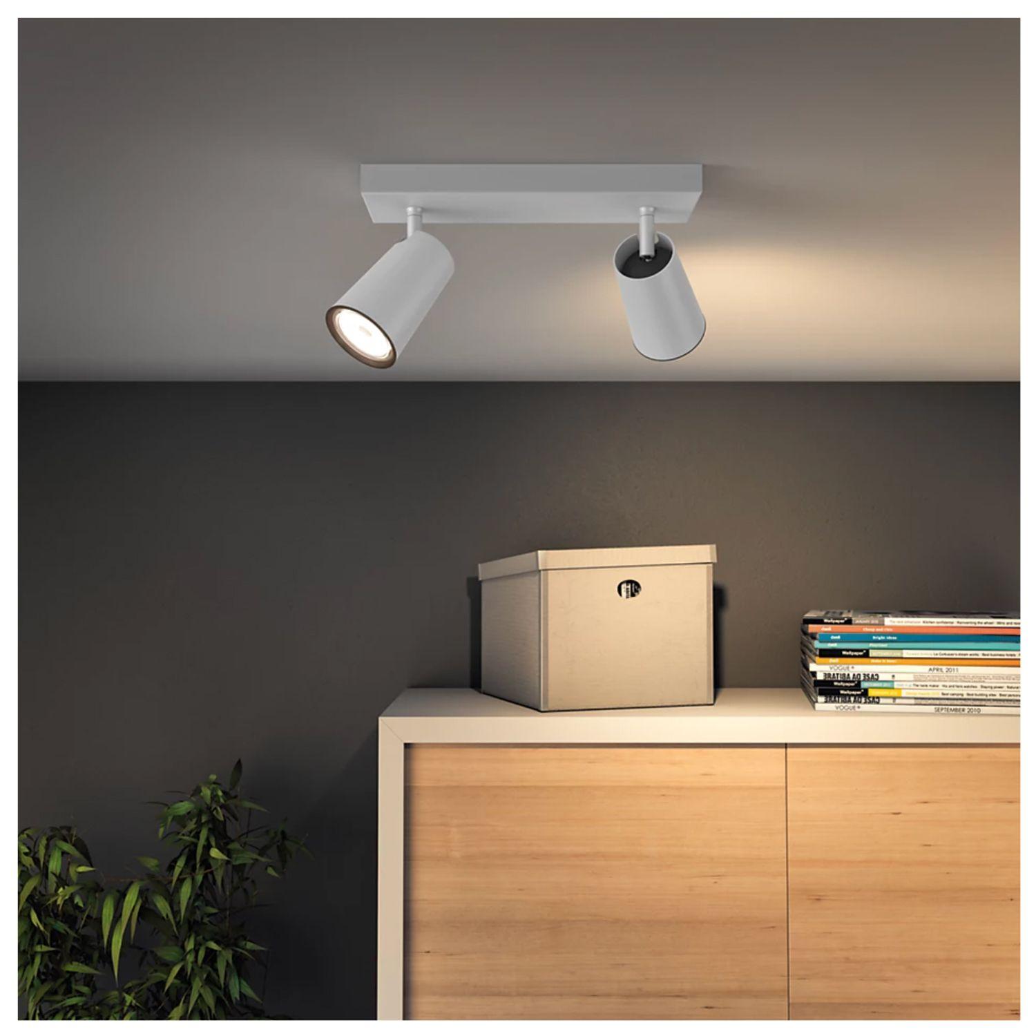 Foco Philips Pasley Spotlight Blanco x2 GU10 Ampolletas Cálido-4