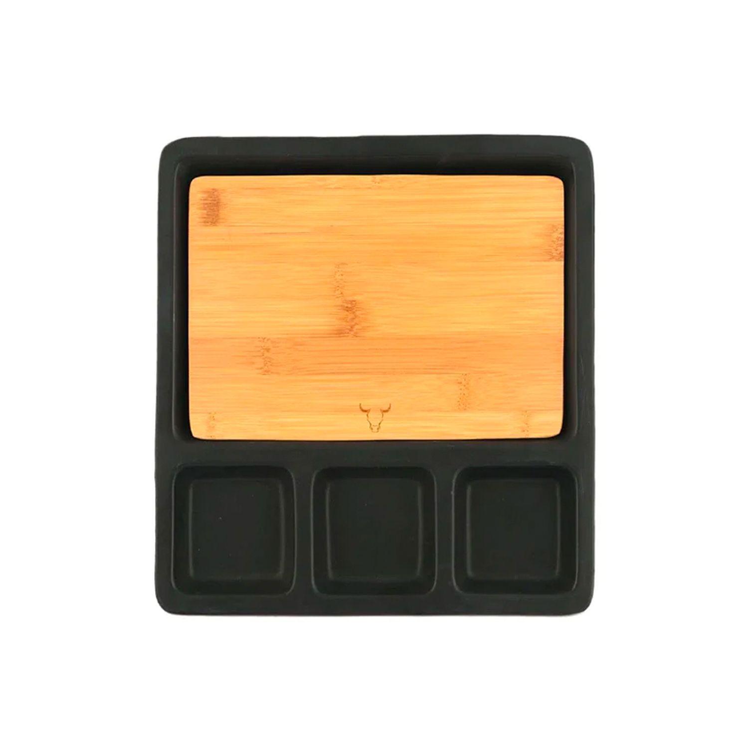 Tabla Para Aperitivos de Bambú y Cerámica - Wayu-2