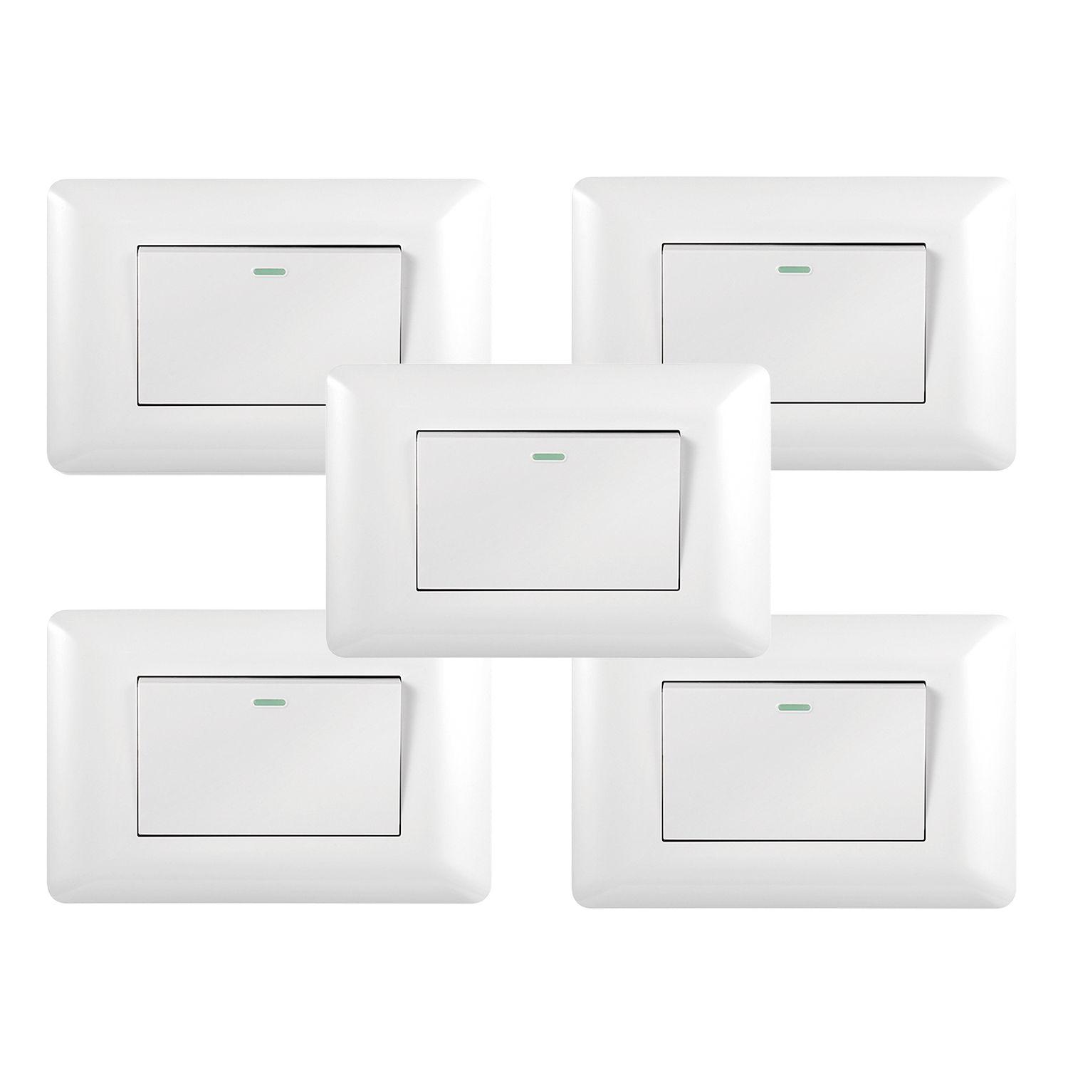 Pack 5 Interruptor Simple 9/12 10A 250V Blanco-0