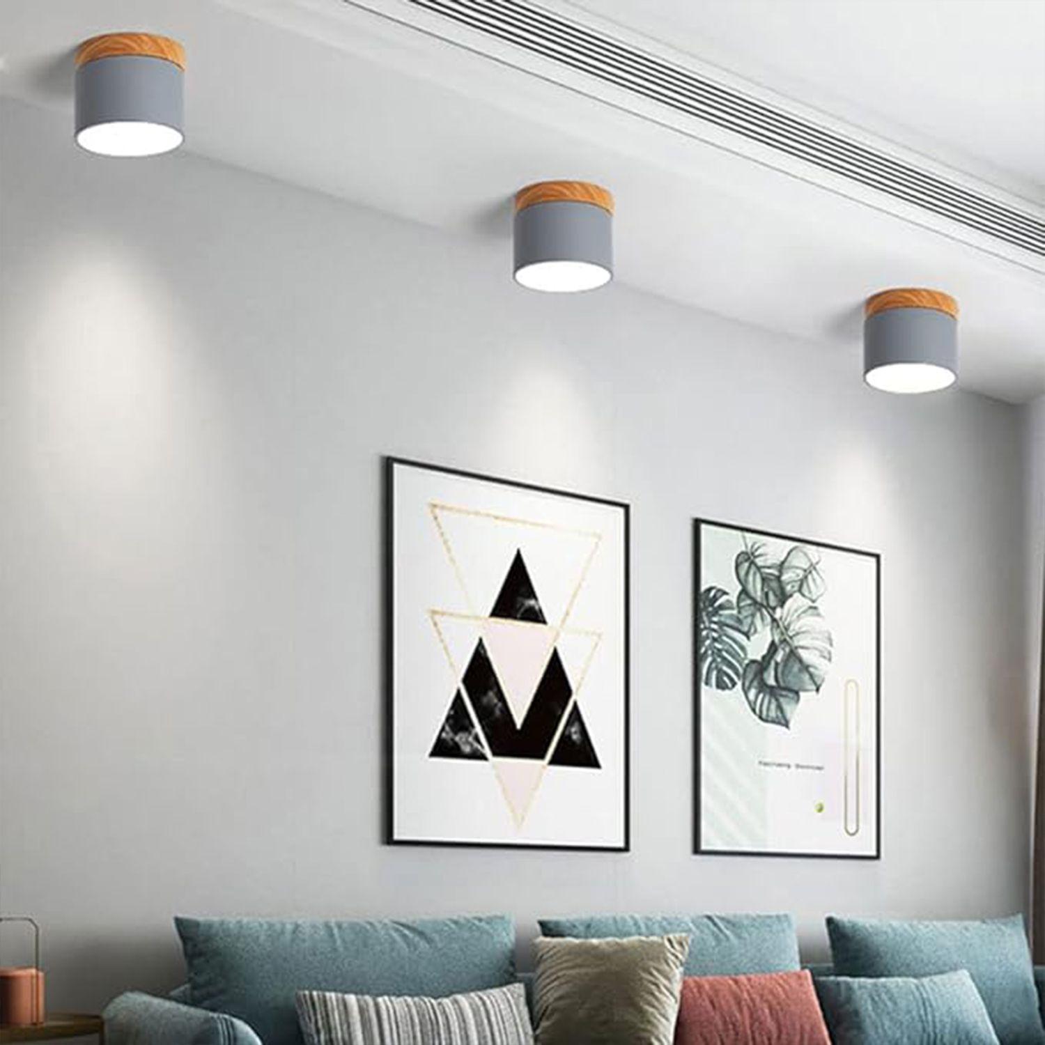 Panel LED Deco Sobrepuesto Madera 6W Gris-2