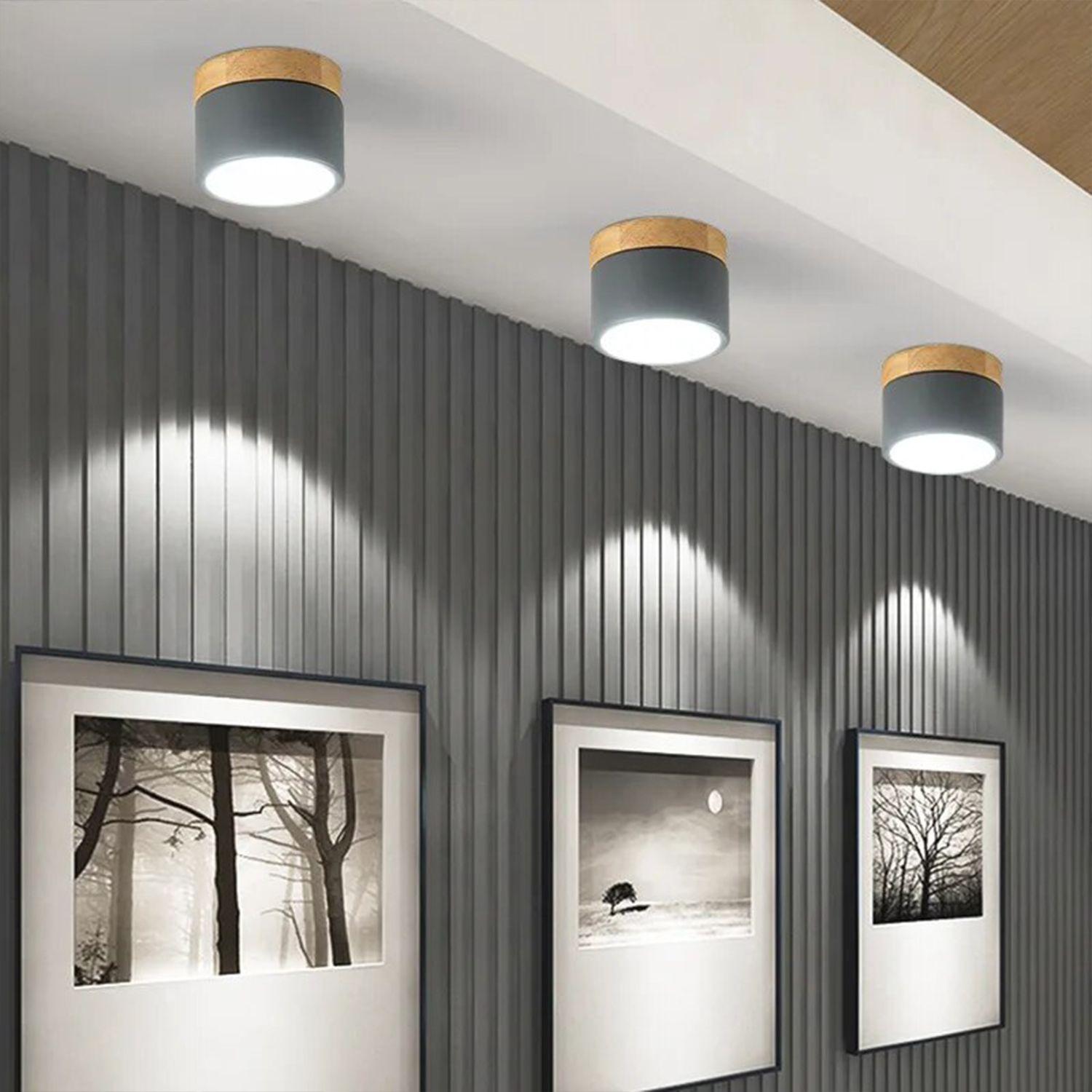 Panel LED Deco Sobrepuesto Madera 6W Gris-4