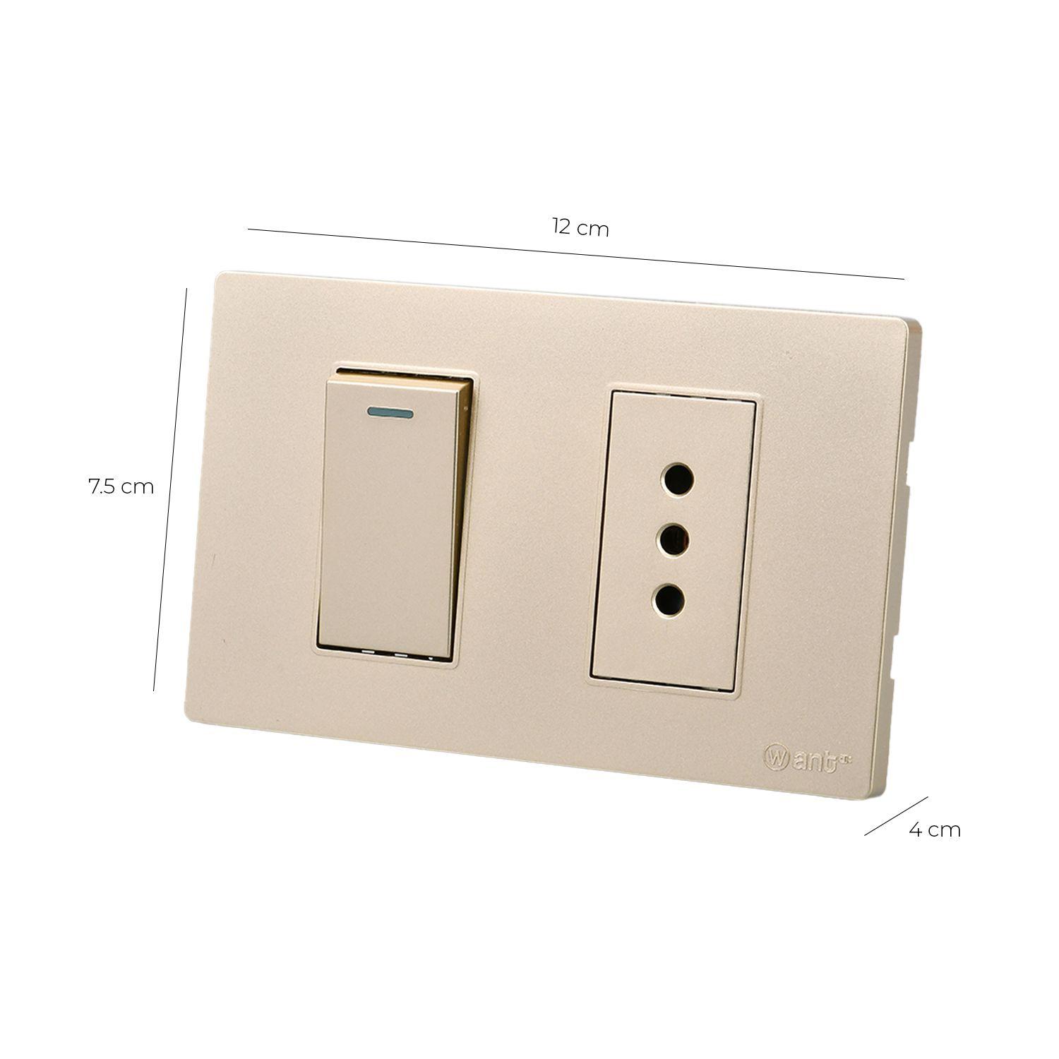 Pack 10 Interruptor 1* 9/12 16A y Tomacorriente 1* 10A - Dorado-2