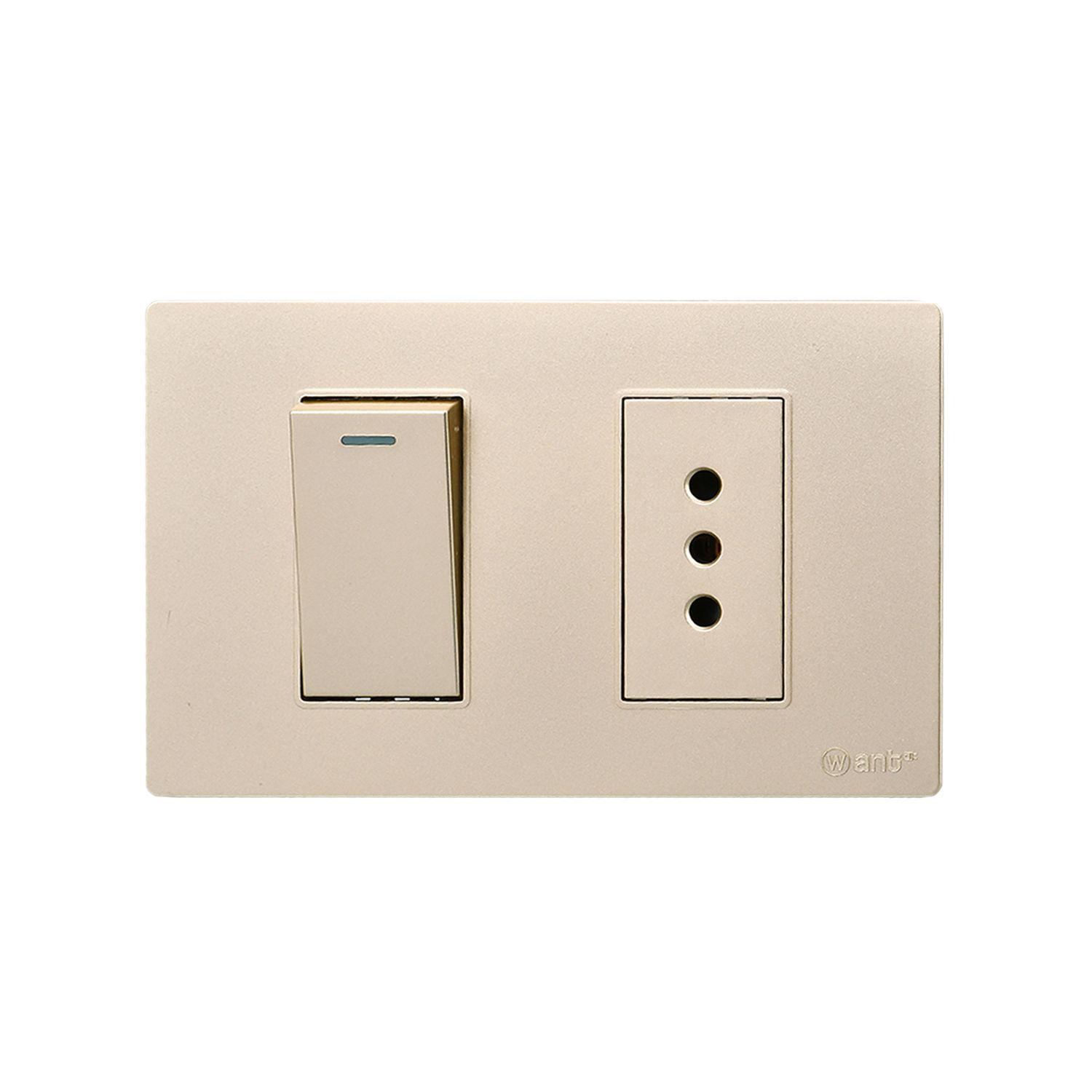 Pack 10 Interruptor 1* 9/12 16A y Tomacorriente 1* 10A - Dorado-3