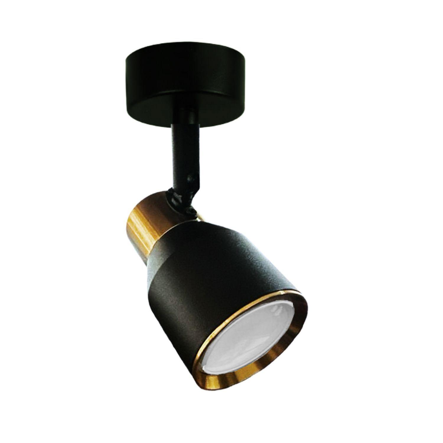 Foco LED Sobrepuesto Decorativo Simple GU-10 Negro-Dorado Híades-0