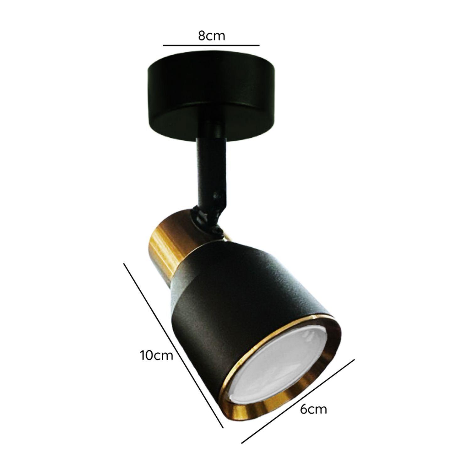 Foco LED Sobrepuesto Decorativo Simple GU-10 Negro-Dorado Híades-1