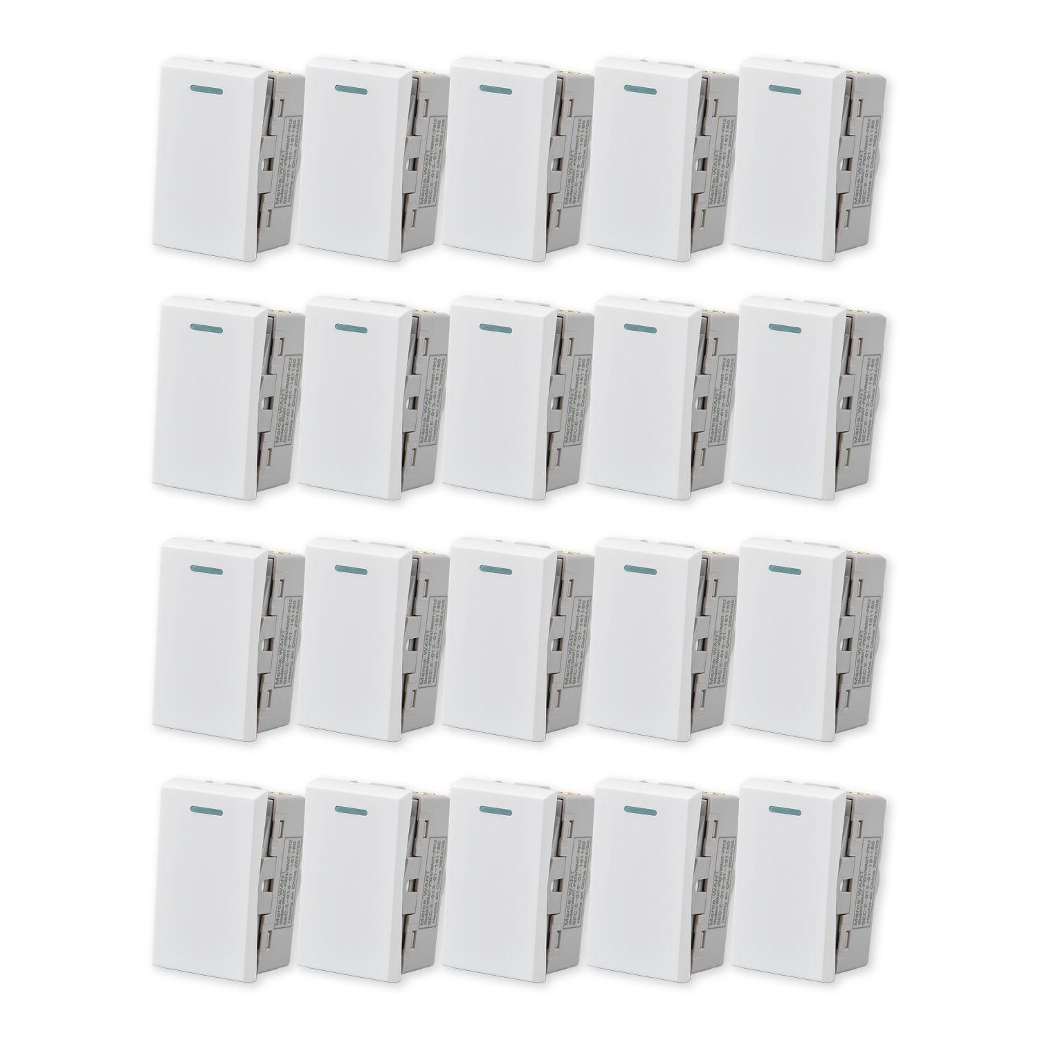 Pack 20 Módulo Interruptor Metálico 9/24 250V - Blanco-0
