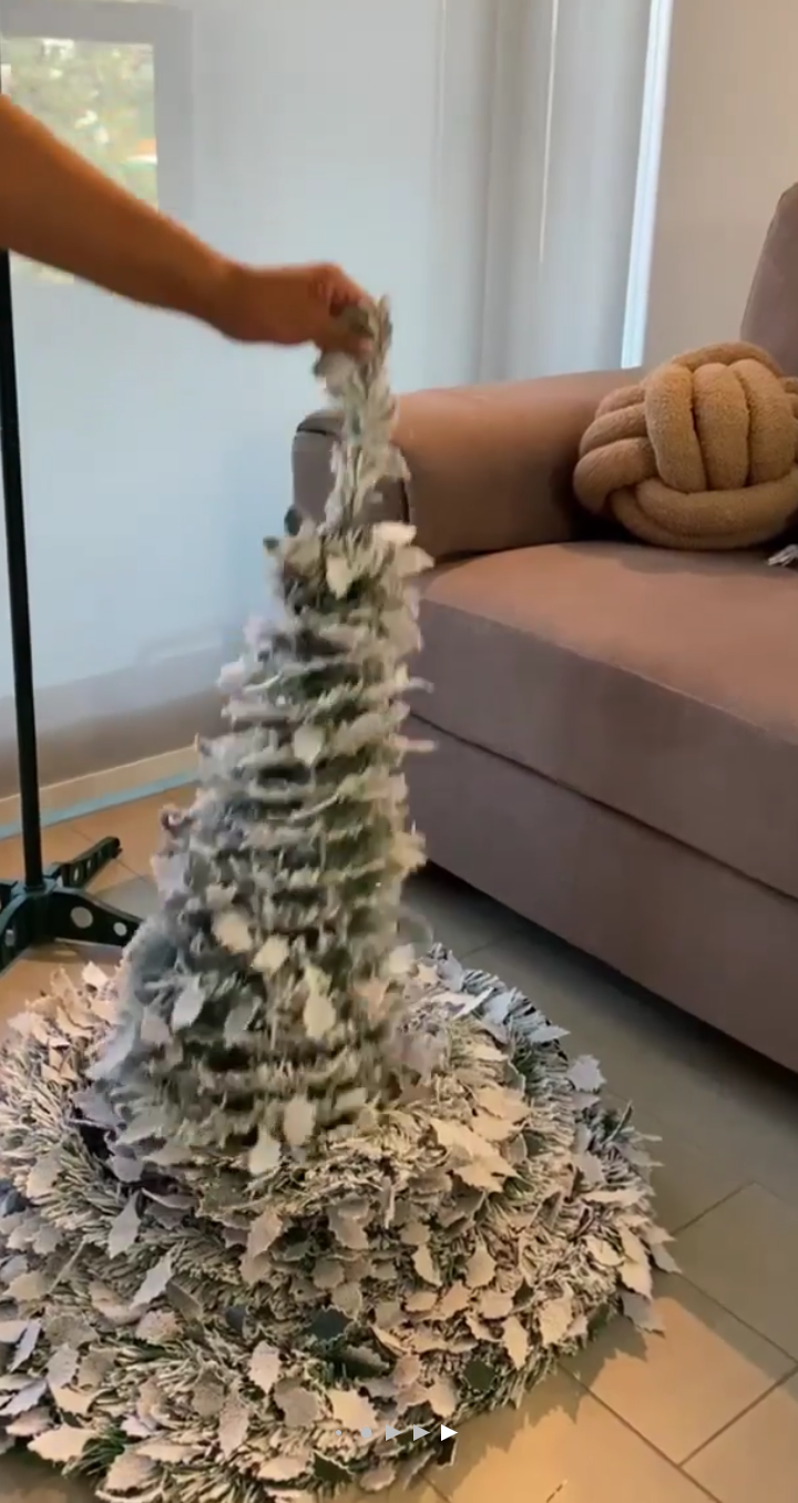 Arbol de Navidad 180 cm Nevado Plegable Espiral Canada-2