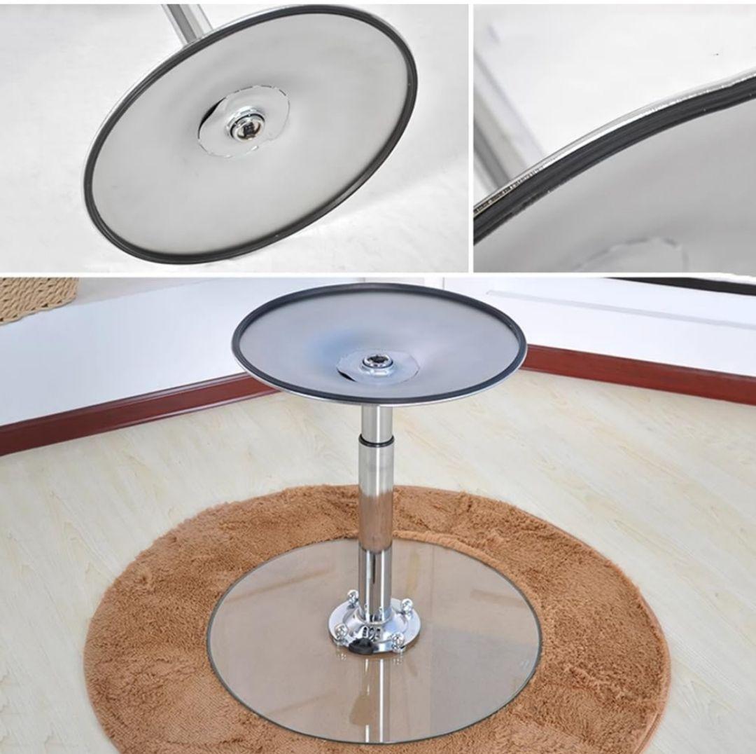 Set 3 Mesas de Bar Vidrio Templado Negro Regulable  60 CM Diámetro-4