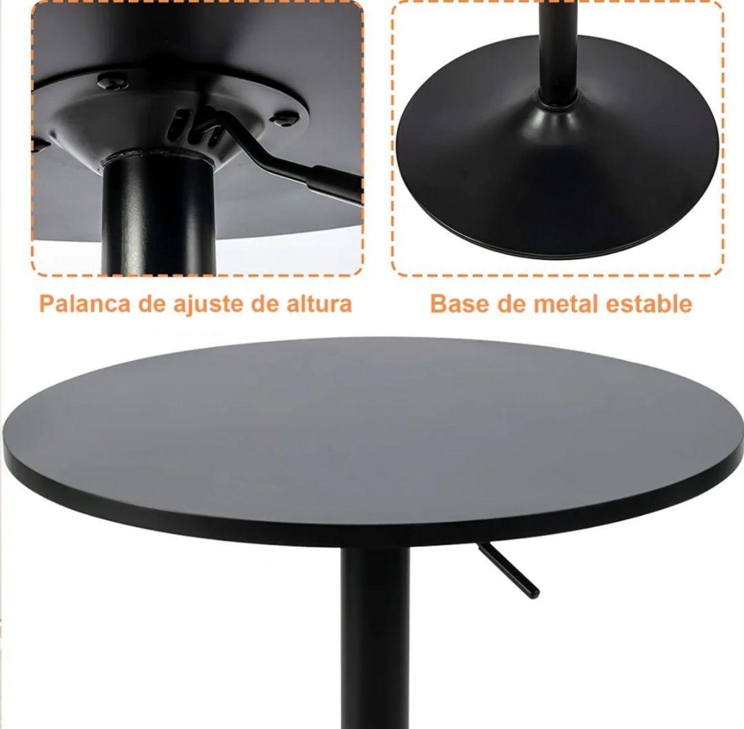 Pack 2 Mesas Bar Altura Regulable 60cm  Color Negro/Negro-2