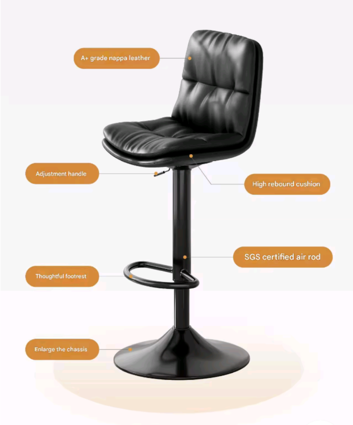 Pack 2 Sillas Bar Nordica Ecocuero Color Negro -3