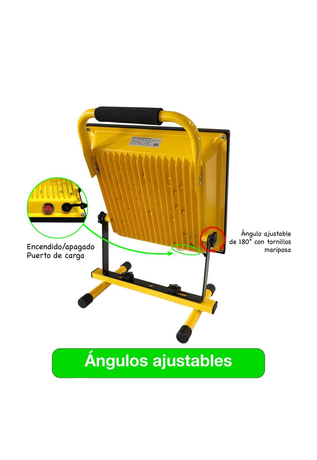 Foco Reflector Portátil Recargable Led 50w Luz Blanca 6hrs Amarillo Blanco Frío-3