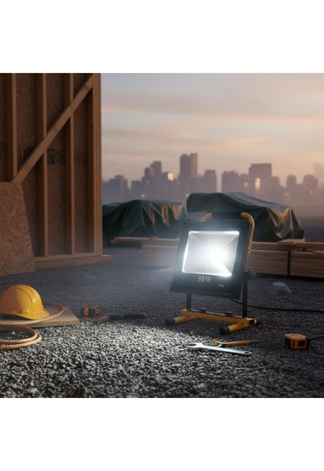 Foco Reflector Portátil Recargable Led 50w Luz Blanca 6hrs Amarillo Blanco Frío-7