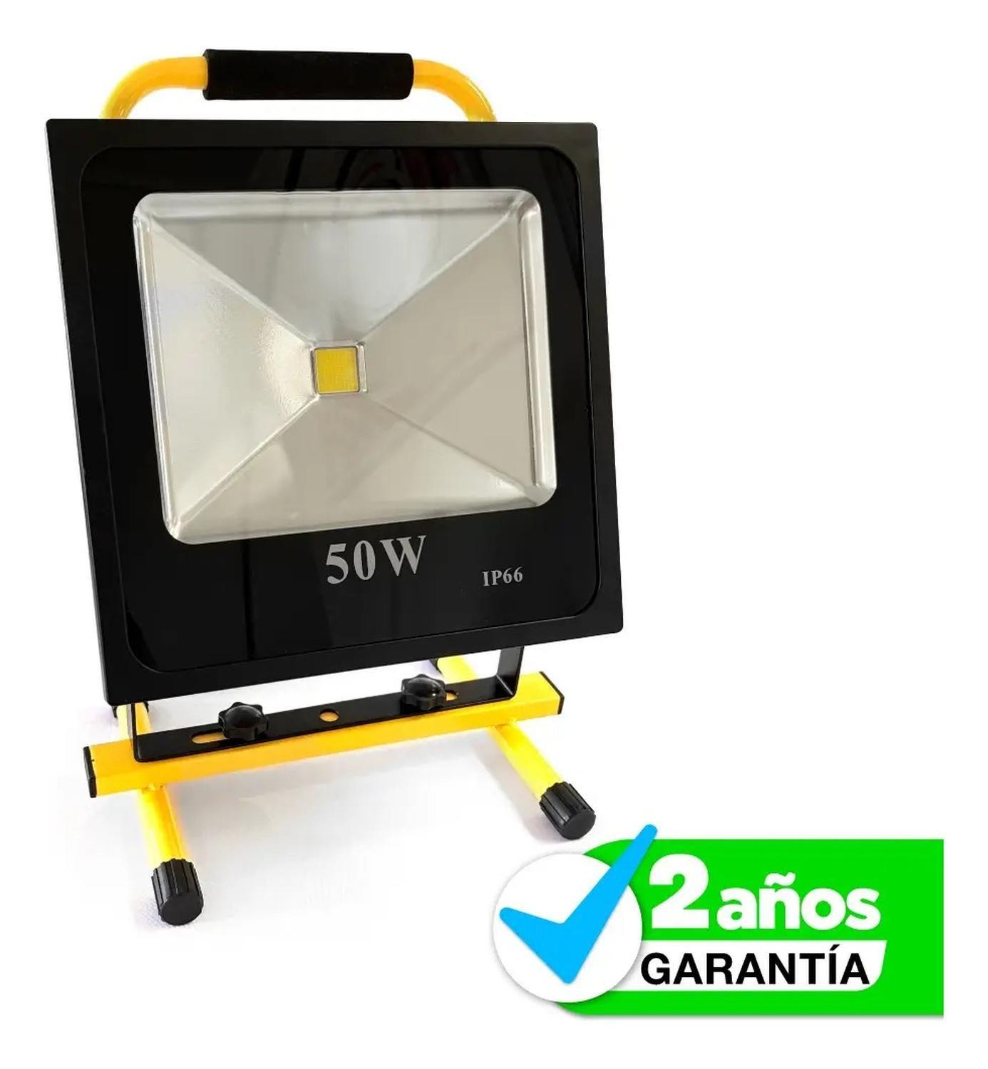 Foco Reflector Portátil Recargable Led 50w Luz Blanca 6hrs Amarillo Blanco Frío-2