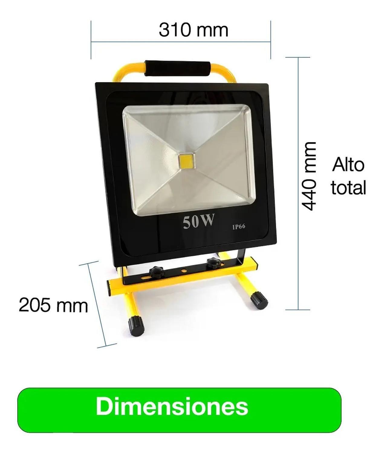 Foco Reflector Portátil Recargable Led 50w Luz Blanca 6hrs Amarillo Blanco Frío-5