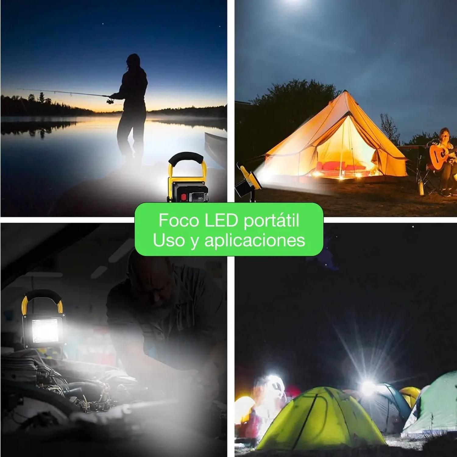 Foco Reflector Portátil Recargable Led 50w Luz Blanca 6hrs Amarillo Blanco Frío-6