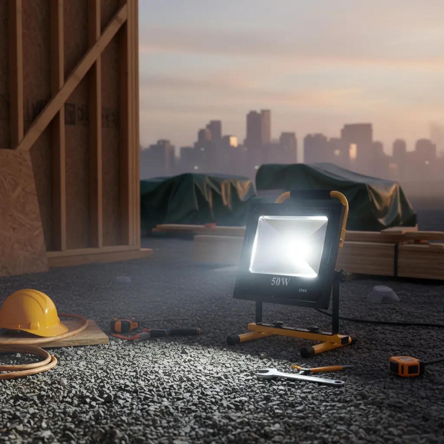 Foco Reflector Portátil Recargable Led 50w Luz Blanca 6hrs Amarillo Blanco Frío-7