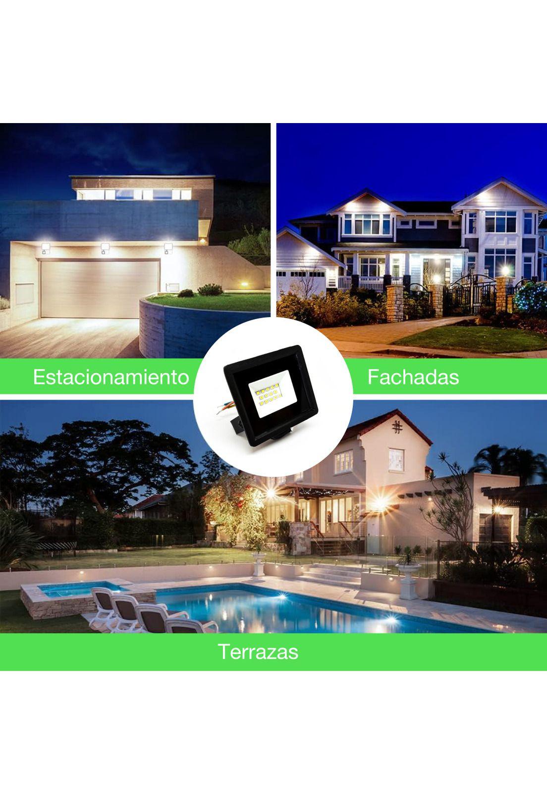 Foco Proyector Led Reflector 10w Ip65 Ik08 Luz Blanca Sec Negro Blanco Frío-6