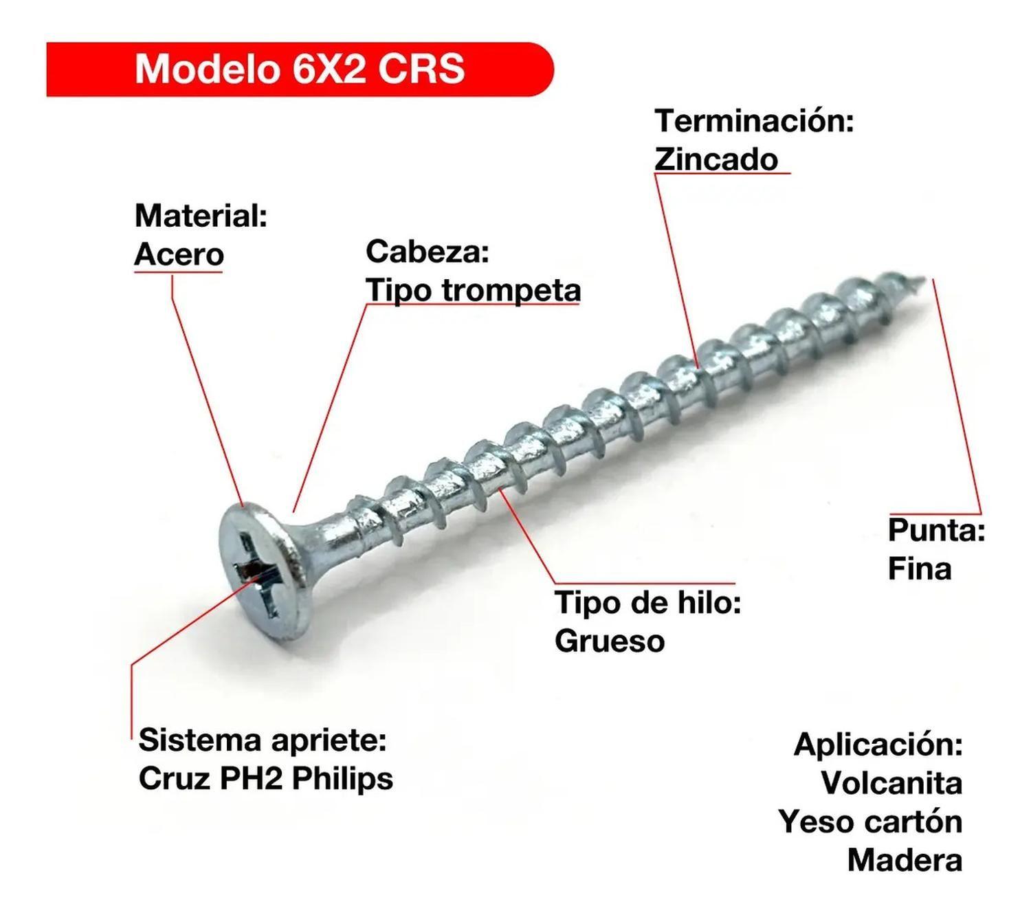 4 Cajas Tornillo Volcanita Wisefix P/fina Zincado 6x2 2000u-1