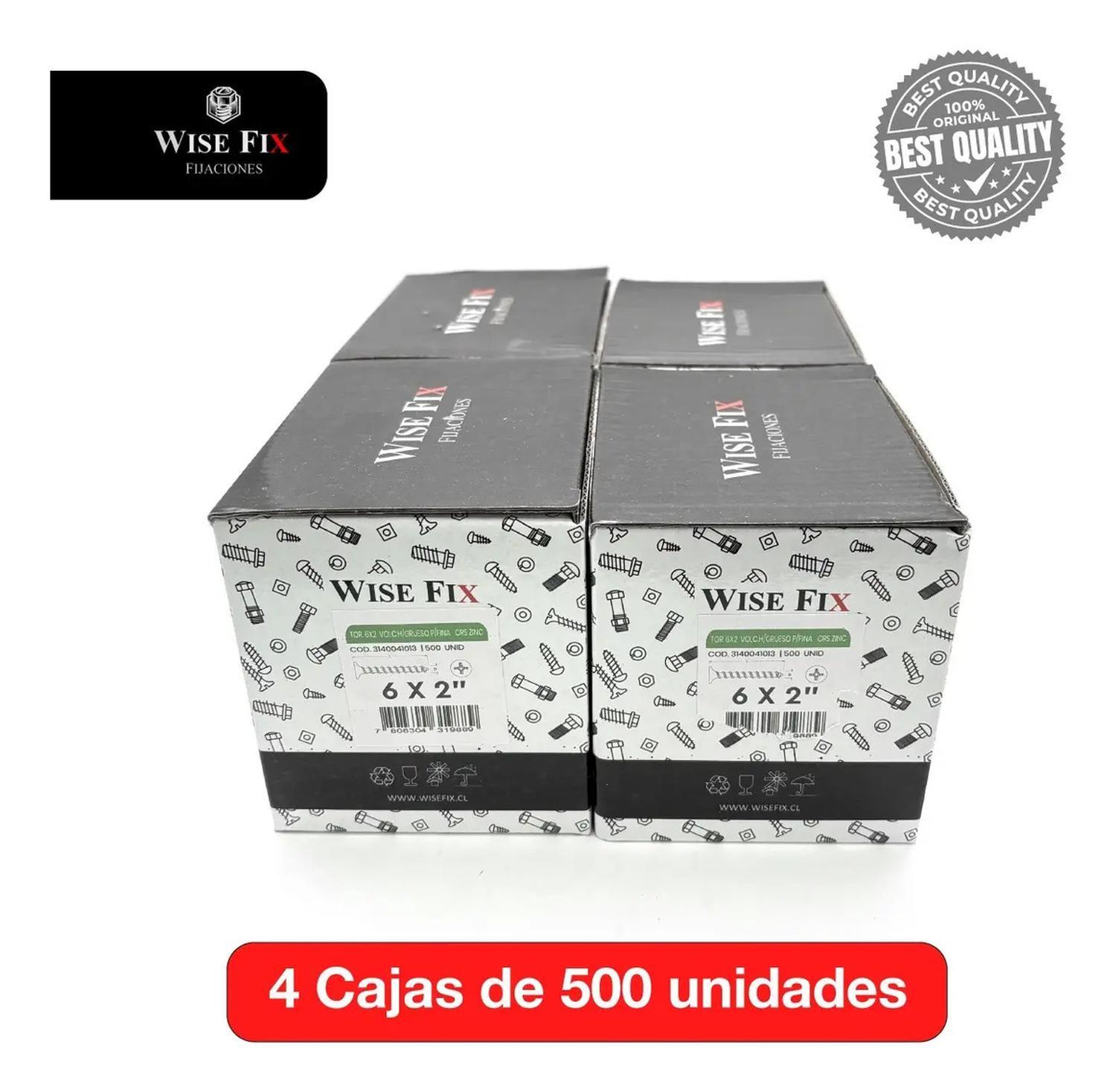 4 Cajas Tornillo Volcanita Wisefix P/fina Zincado 6x2 2000u-2