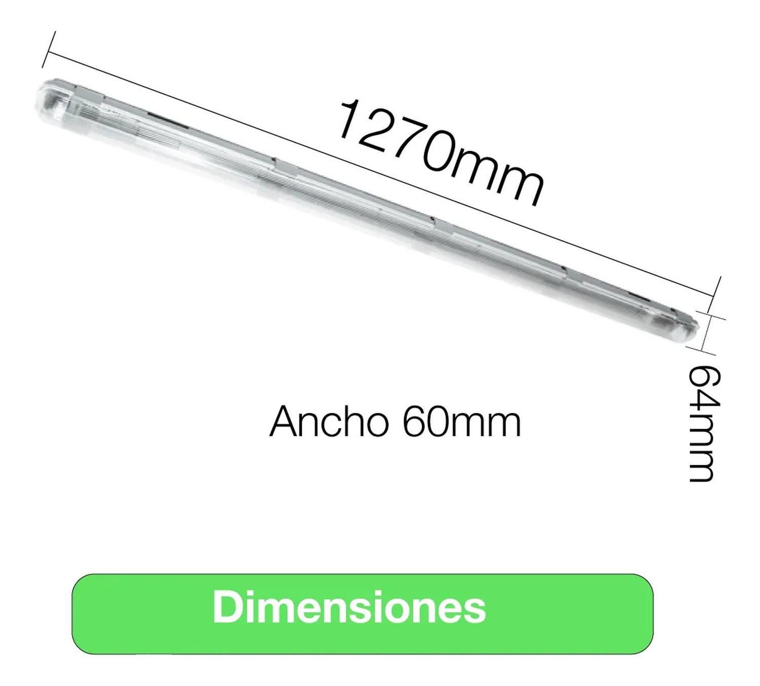 Equipo Estanco Led 1x18w Ip65 120cm + Tubo Led Luz Fría-4