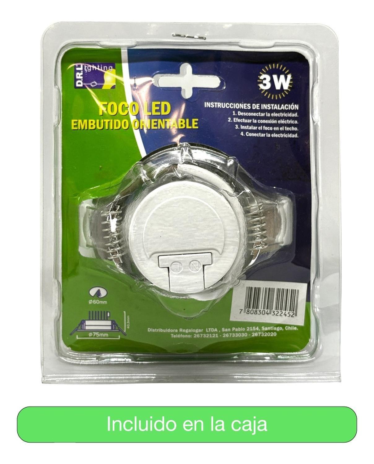 Lampara Foco Orientable Embutido Cromado 3w Luz Fría 7,5cm Cromado-2