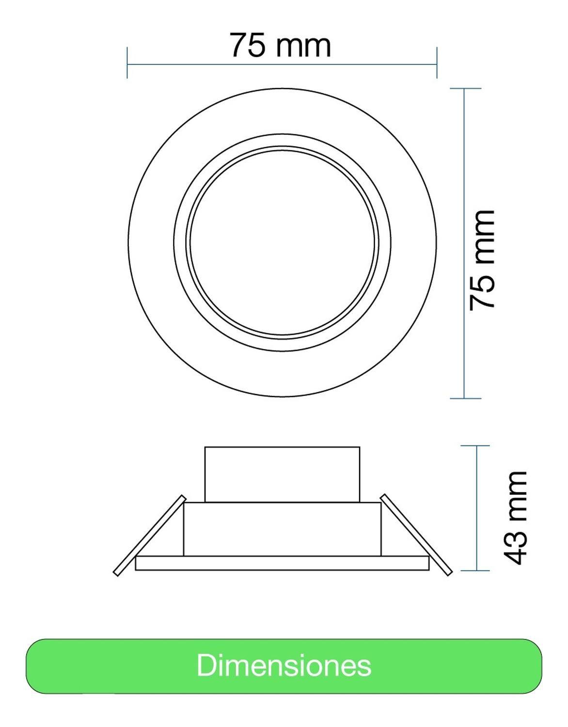 Lampara Foco Orientable Embutido Cromado 3w Luz Fría 7,5cm Cromado-3