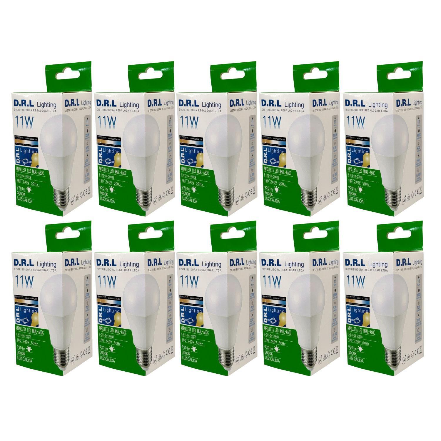 Pack 10 Ampolletas Led Drl 11w 920lm Cálida O Blanca Frío-0