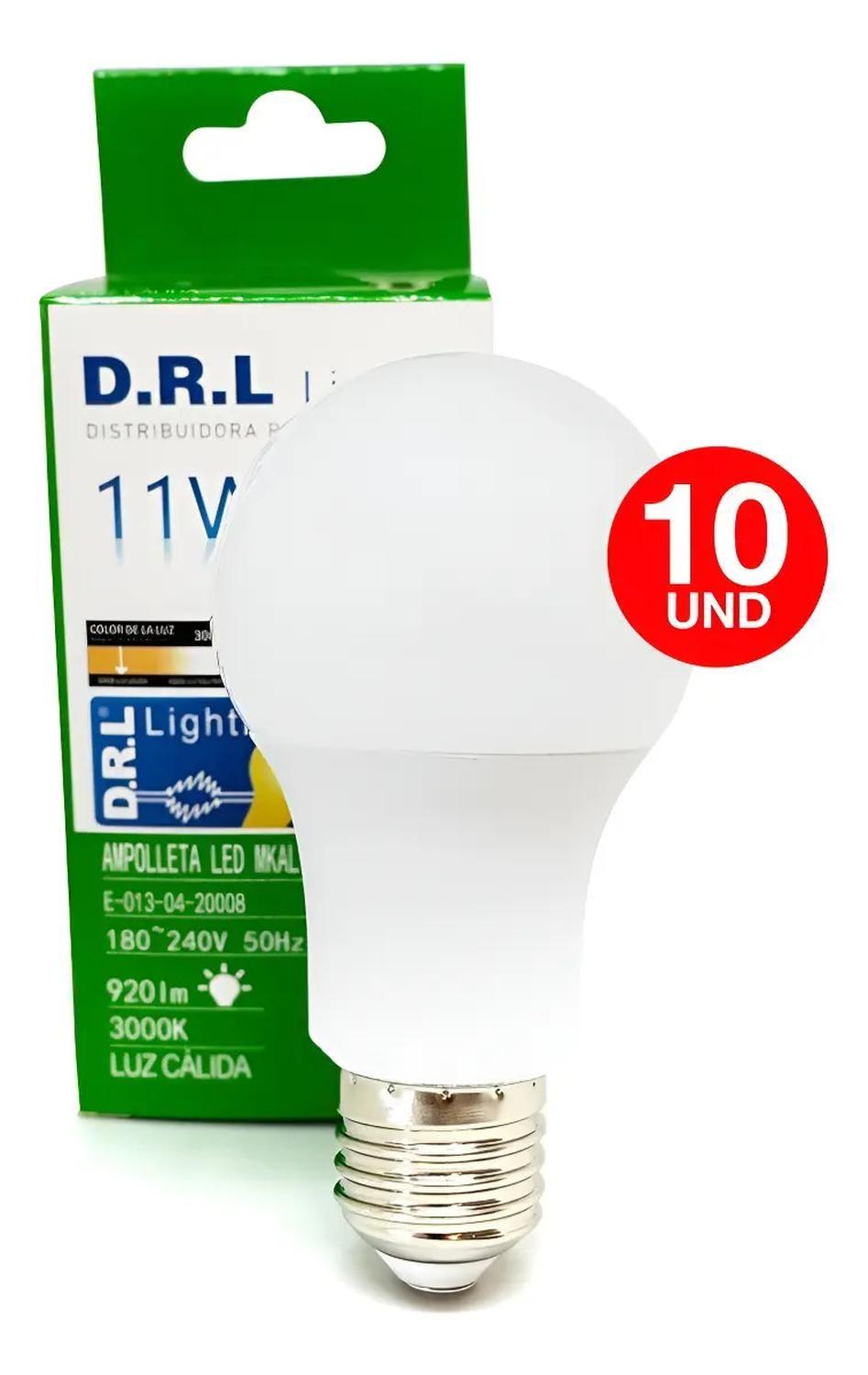 Pack 10 Ampolletas Led Drl 11w 920lm Cálida O Blanca Frío-2