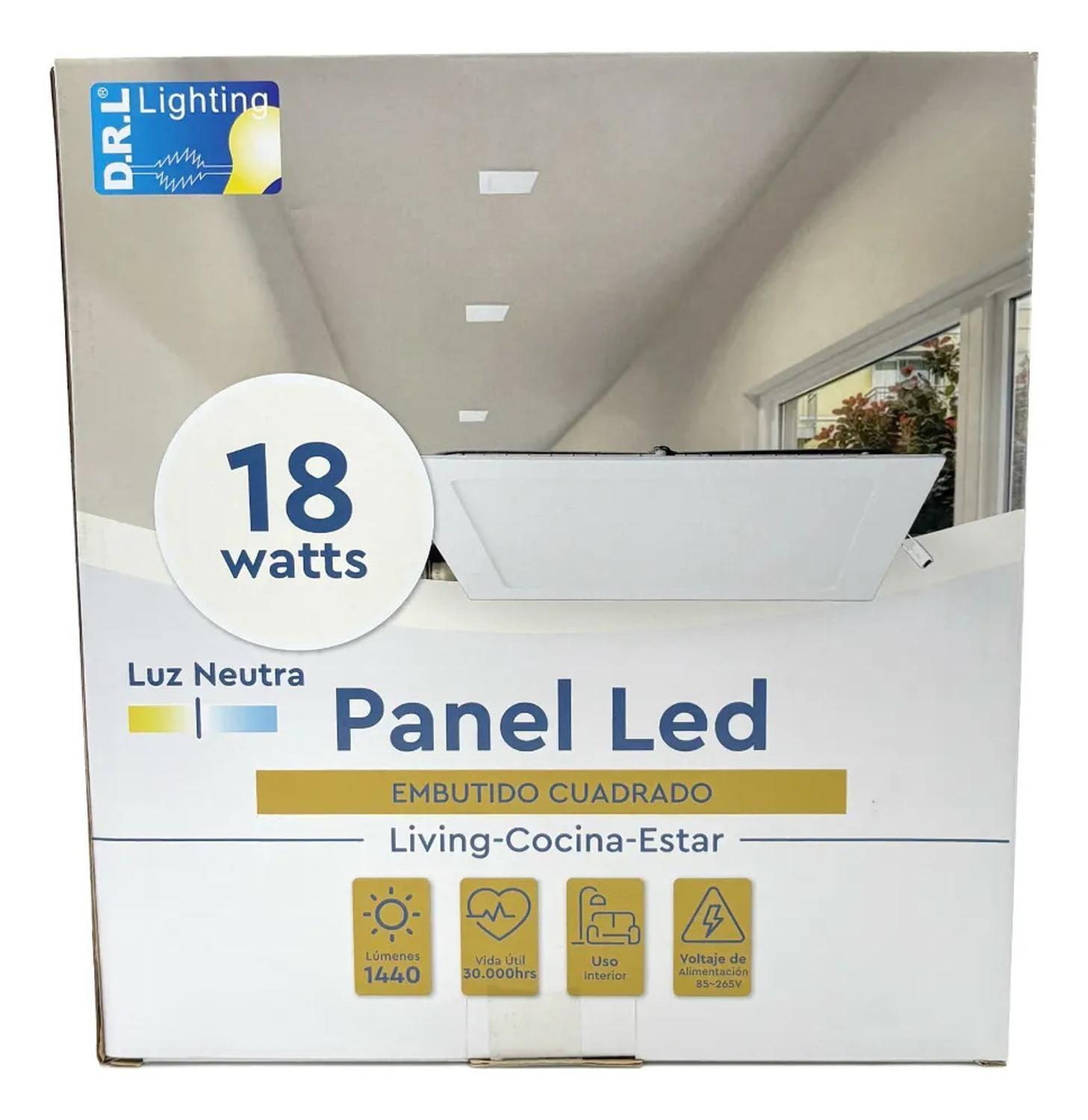 Pack 4 Panel Led Foco Plafón Backlite Emb Cuadrado 18w 4500k Blanco-2