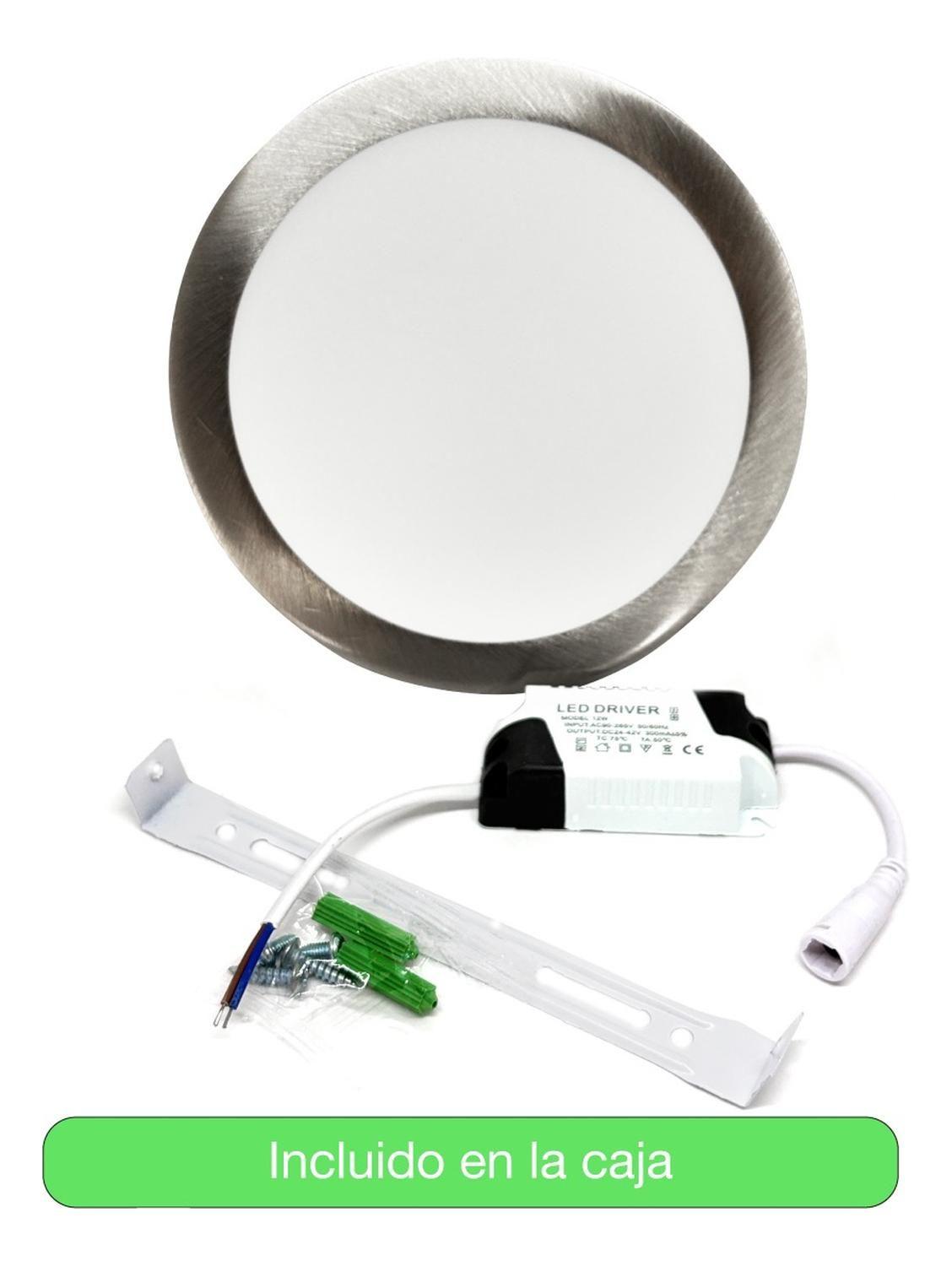 Pack 2 Panel Led Sobrepuesto Redondo Satinado 12w Luz Neutra Satinado-2