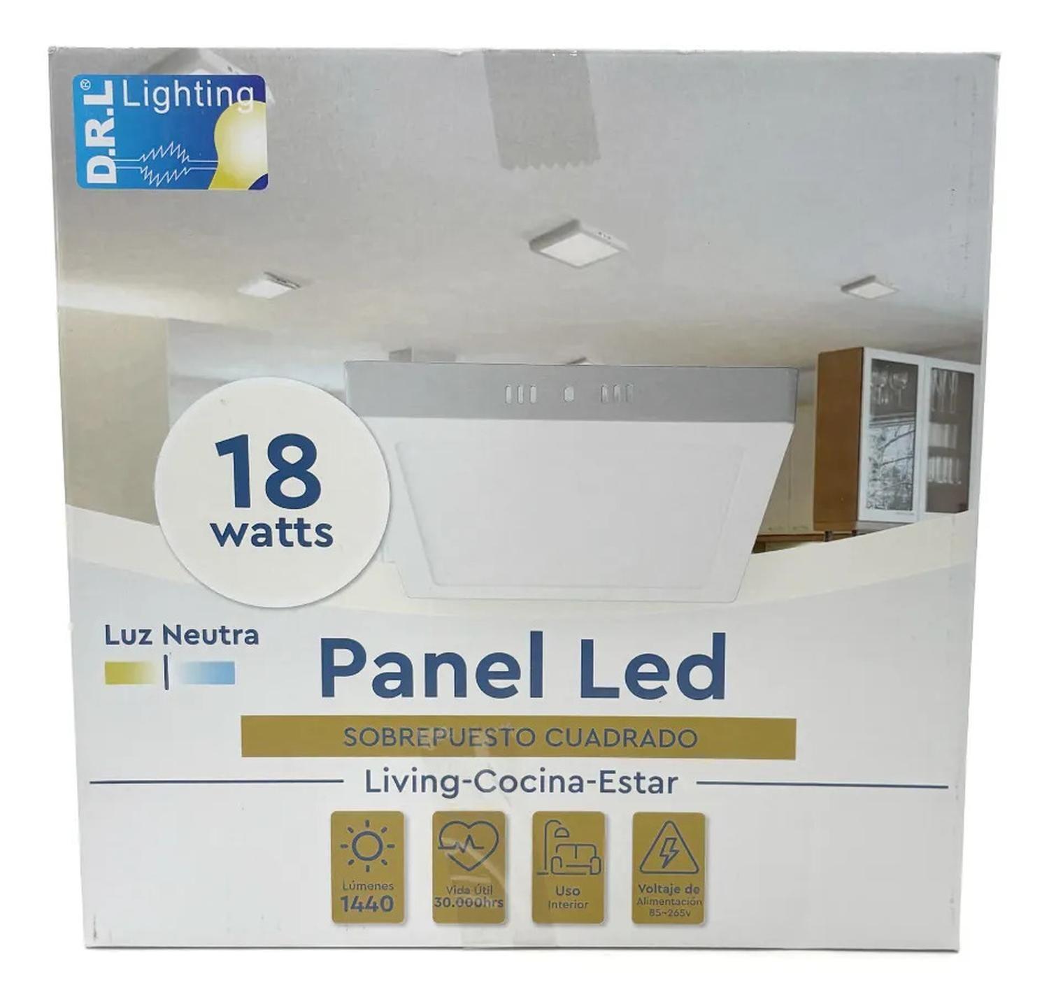 Panel Led Foco Plafón Backlite Sob Cuadrado 18w 4500k Blanco-2