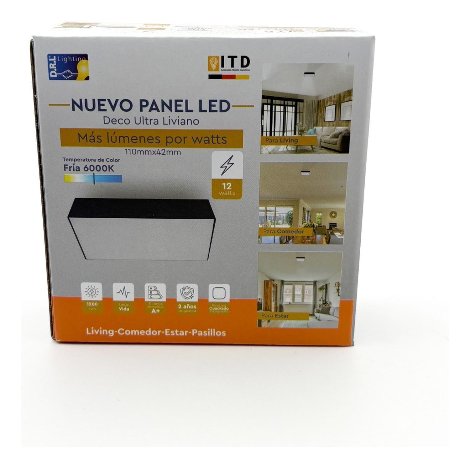 Foco Plafon Panel Led Cuadrado Sobrepuest Itd Deco 12w 6000k-2