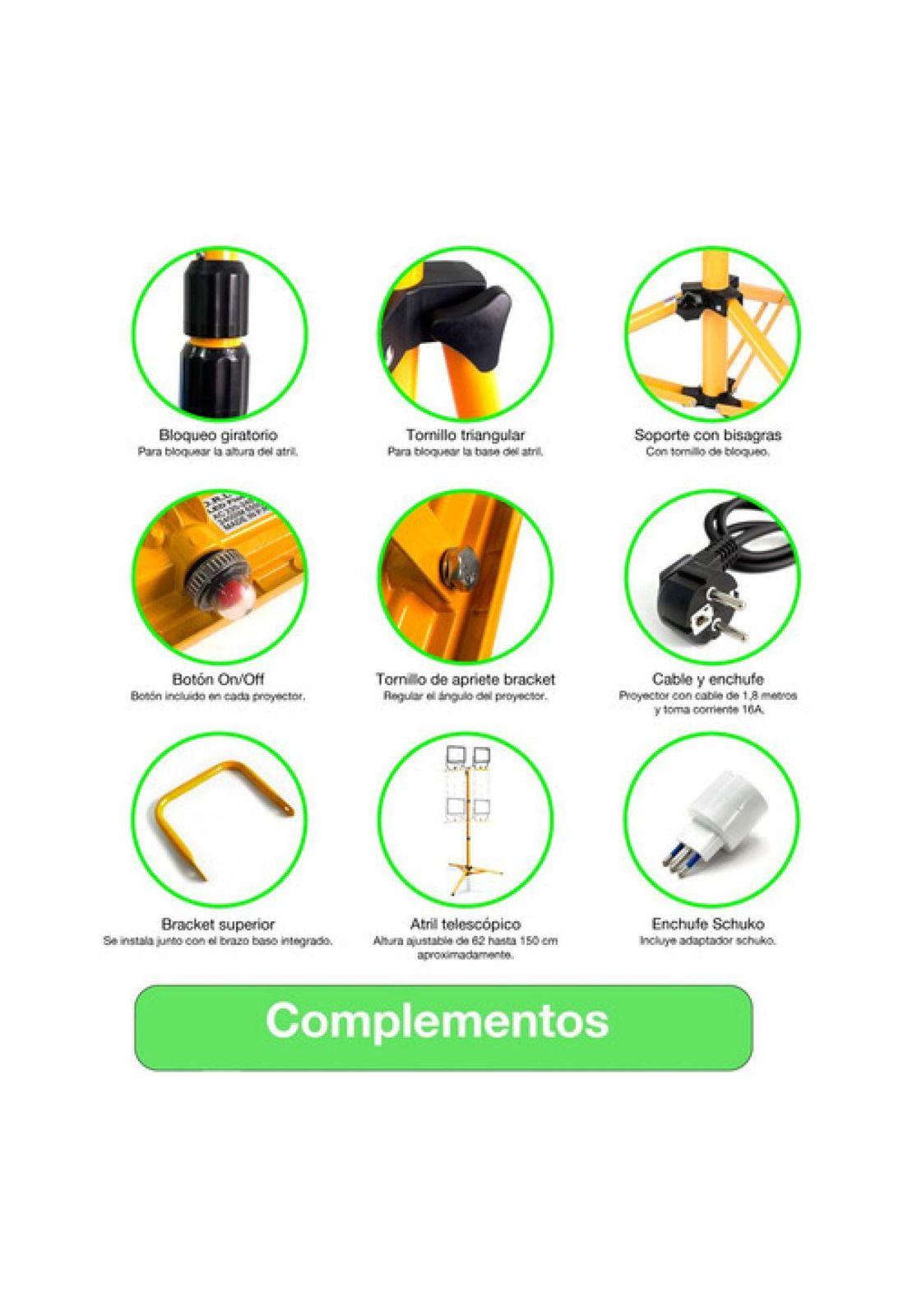 Proyector Led Con Trípode 1x30w Ip65 Luz Fría Certificado Amarillo Blanco Frío-4