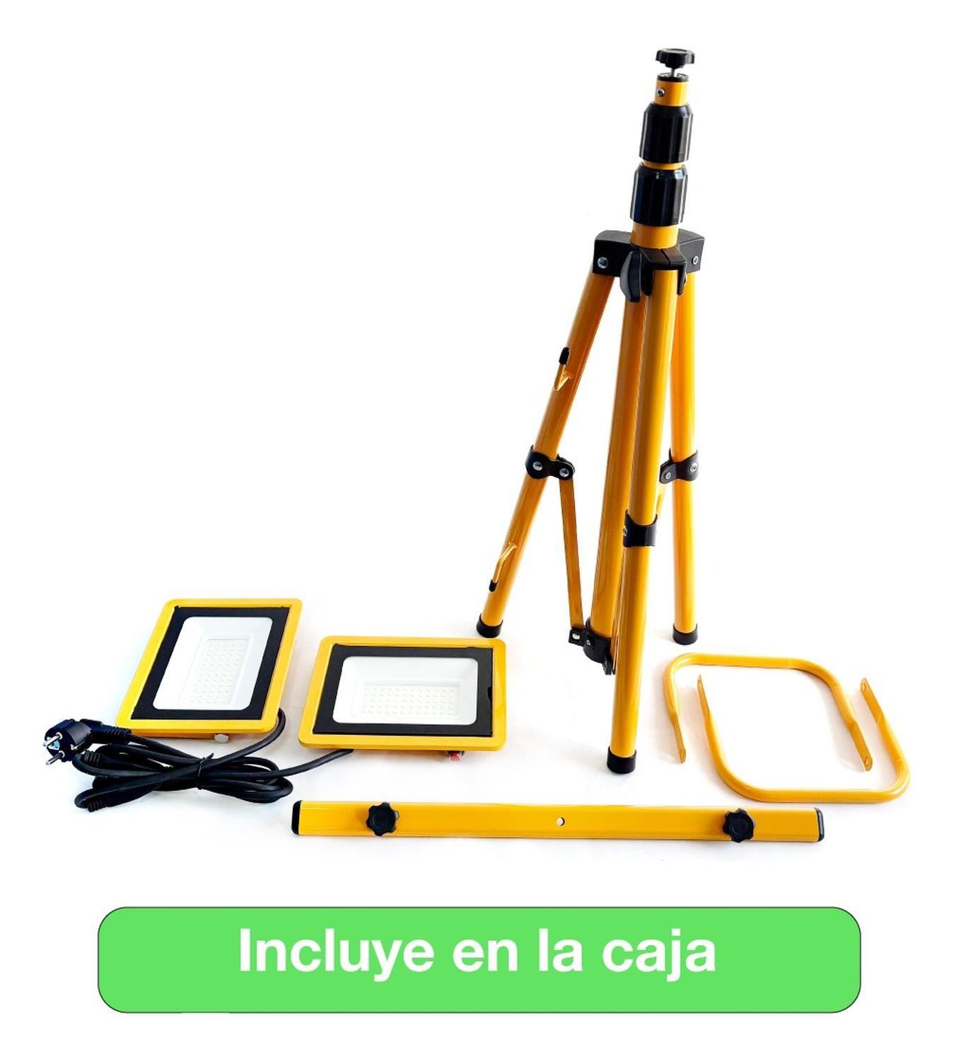 Proyector Led Con Trípode 2x50w Ip65 Luz Fría Certificado Amarillo Blanco Frío-2