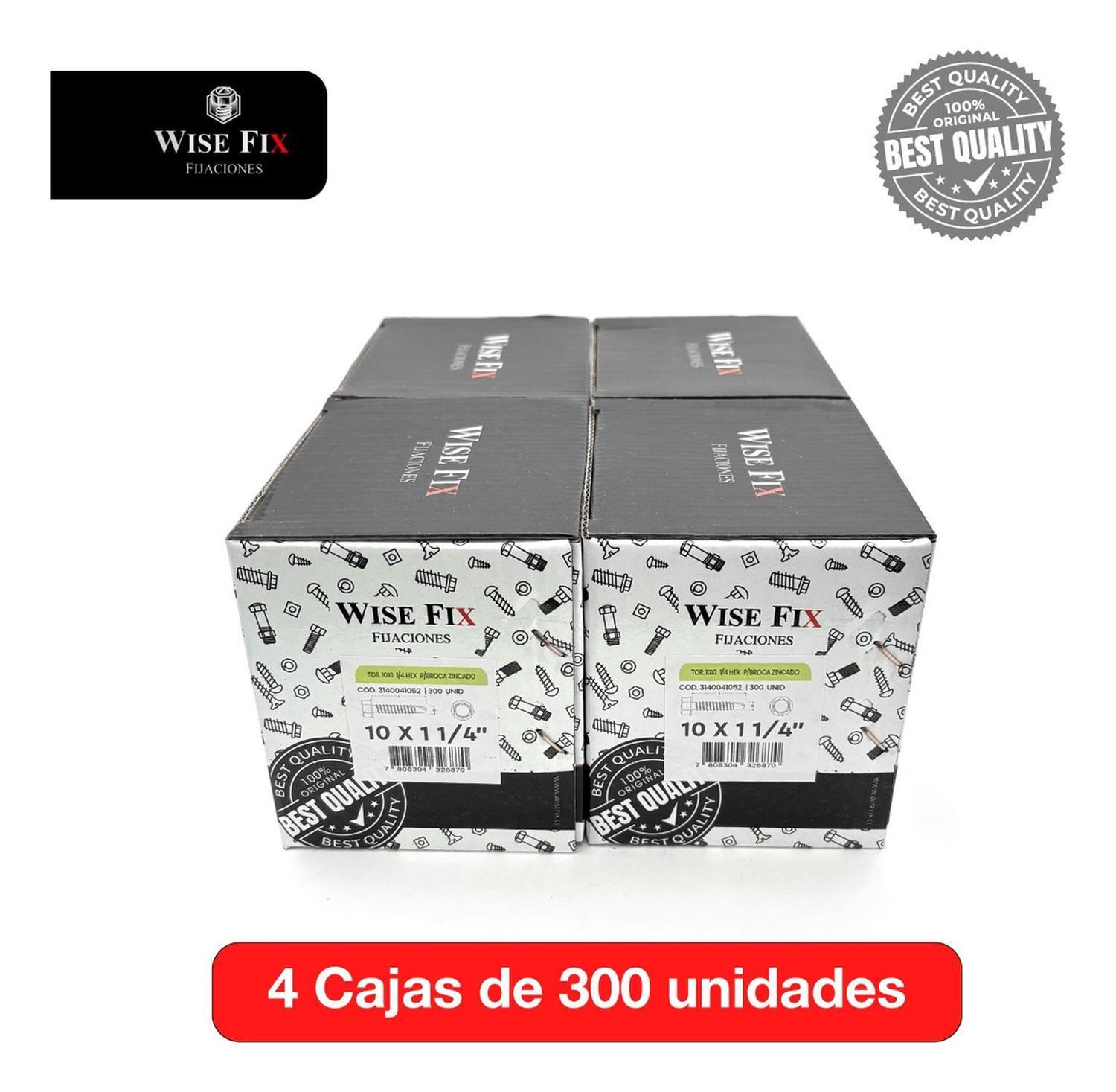 4 Cajas Tornillo Hexagonal Wisefix Pta/broca 10x1 1/4 1200u-3