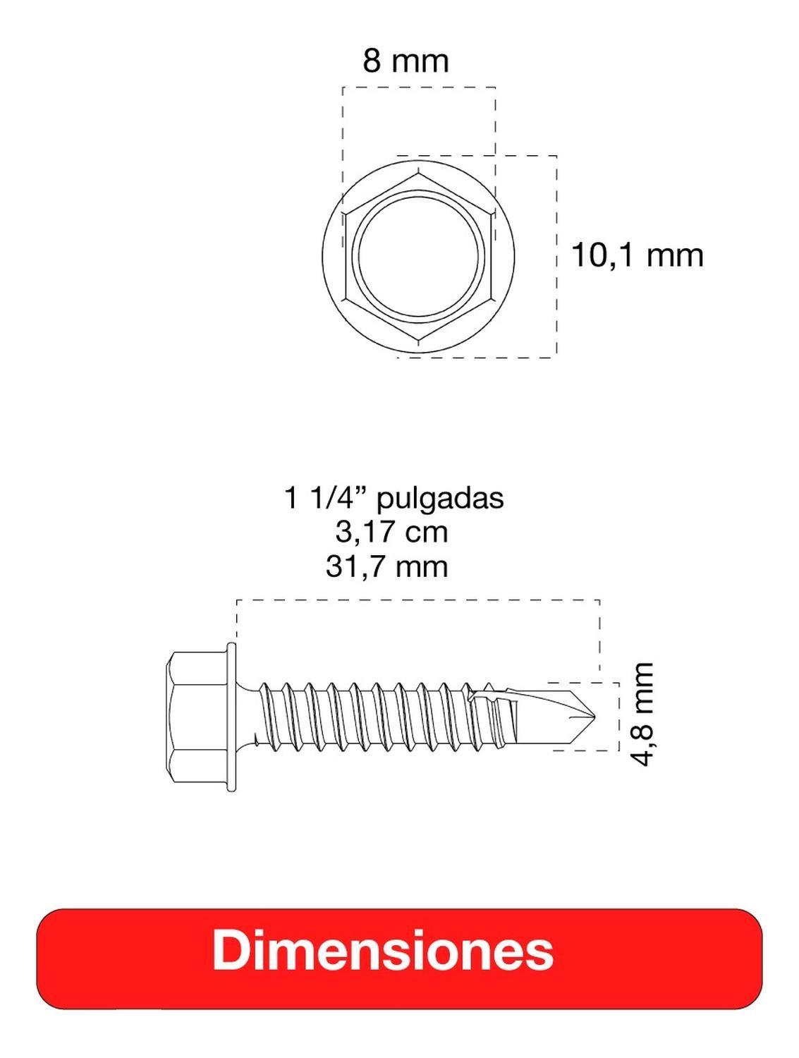 4 Cajas Tornillo Hexagonal Wisefix Pta/broca 10x1 1/4 1200u-4