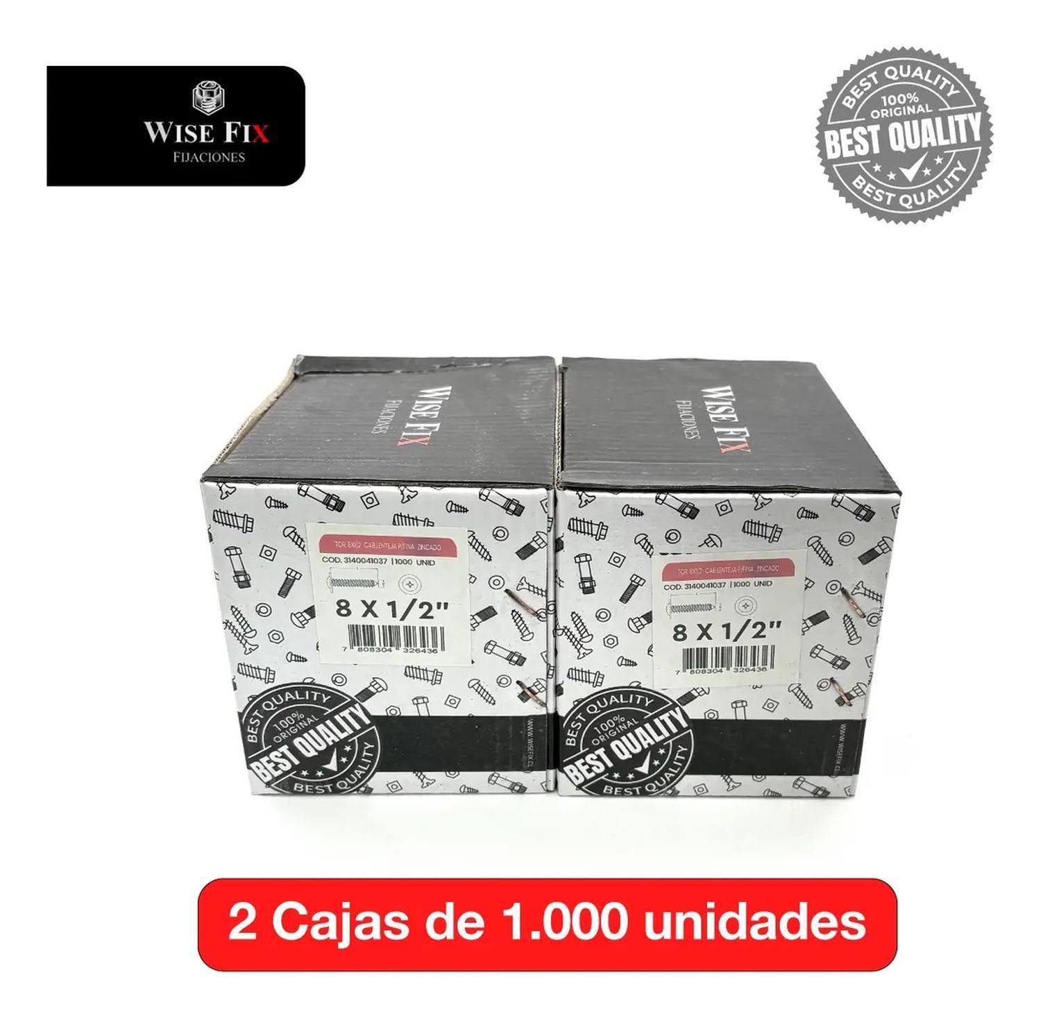2 Cajas Tornillo Lenteja Wisefix P/fina Zincado 8x1/2 2000u-2
