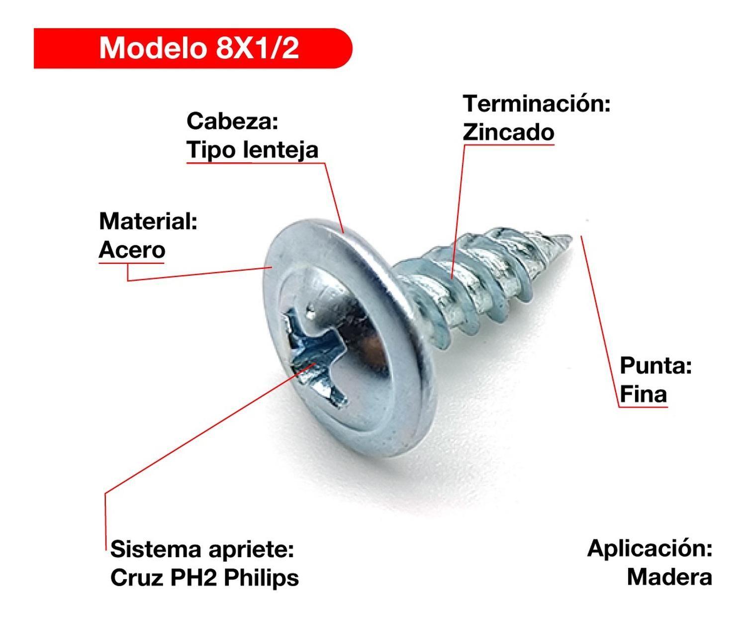 2 Cajas Tornillo Lenteja Wisefix P/fina Zincado 8x1/2 2000u-2