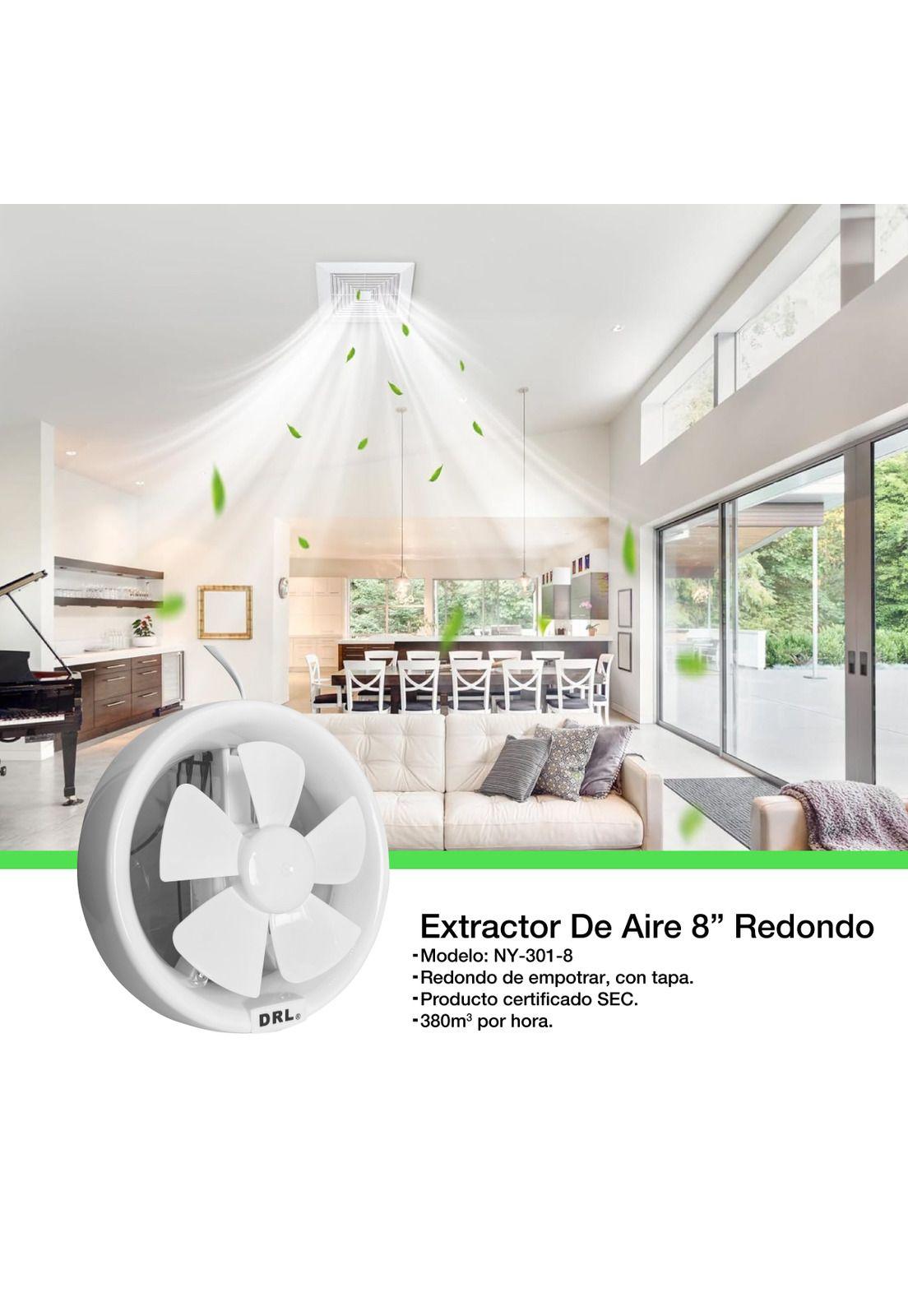 Extractor De Aire 8 Pulgadas Drl Redondo Baño Cocina Sec Blanco-2