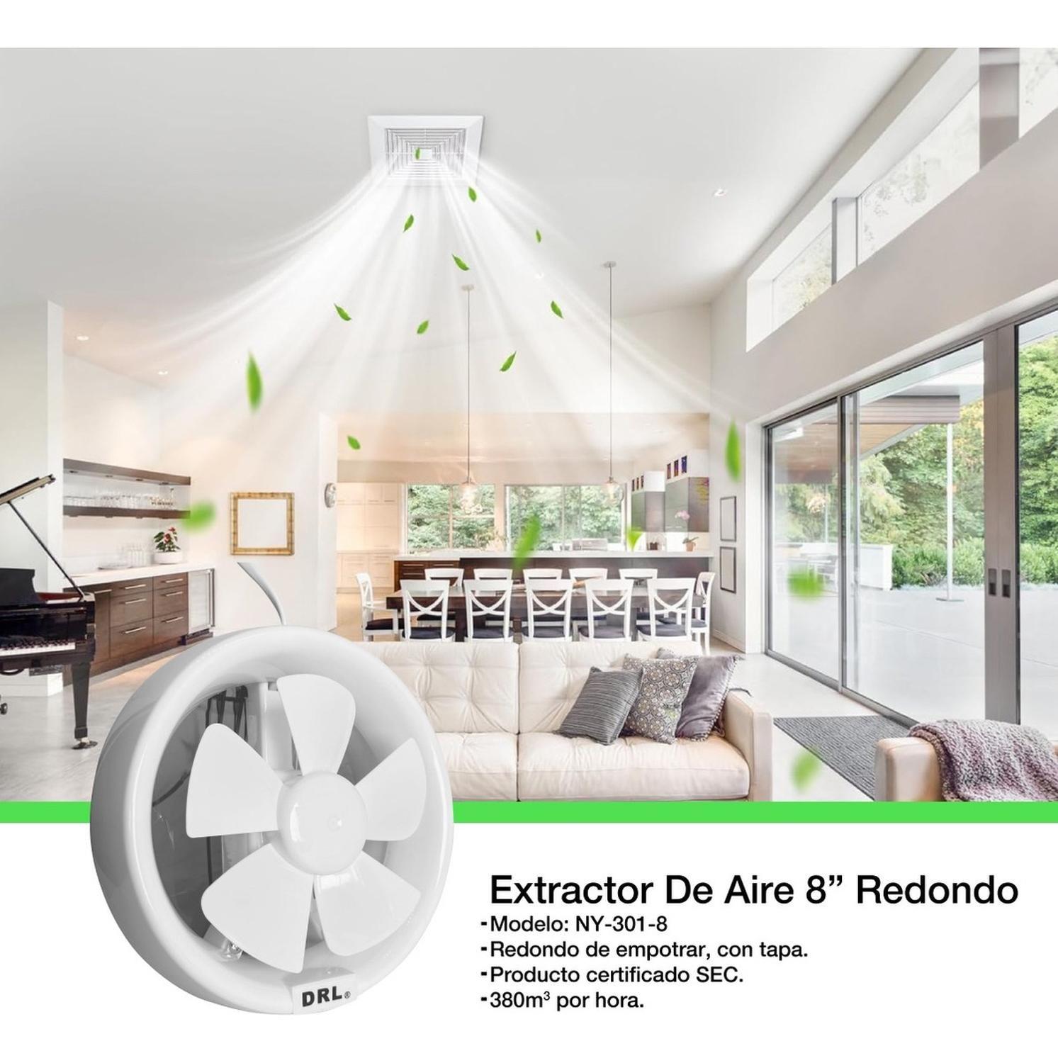 Extractor De Aire 8 Pulgadas Drl Redondo Baño Cocina Sec Blanco-2