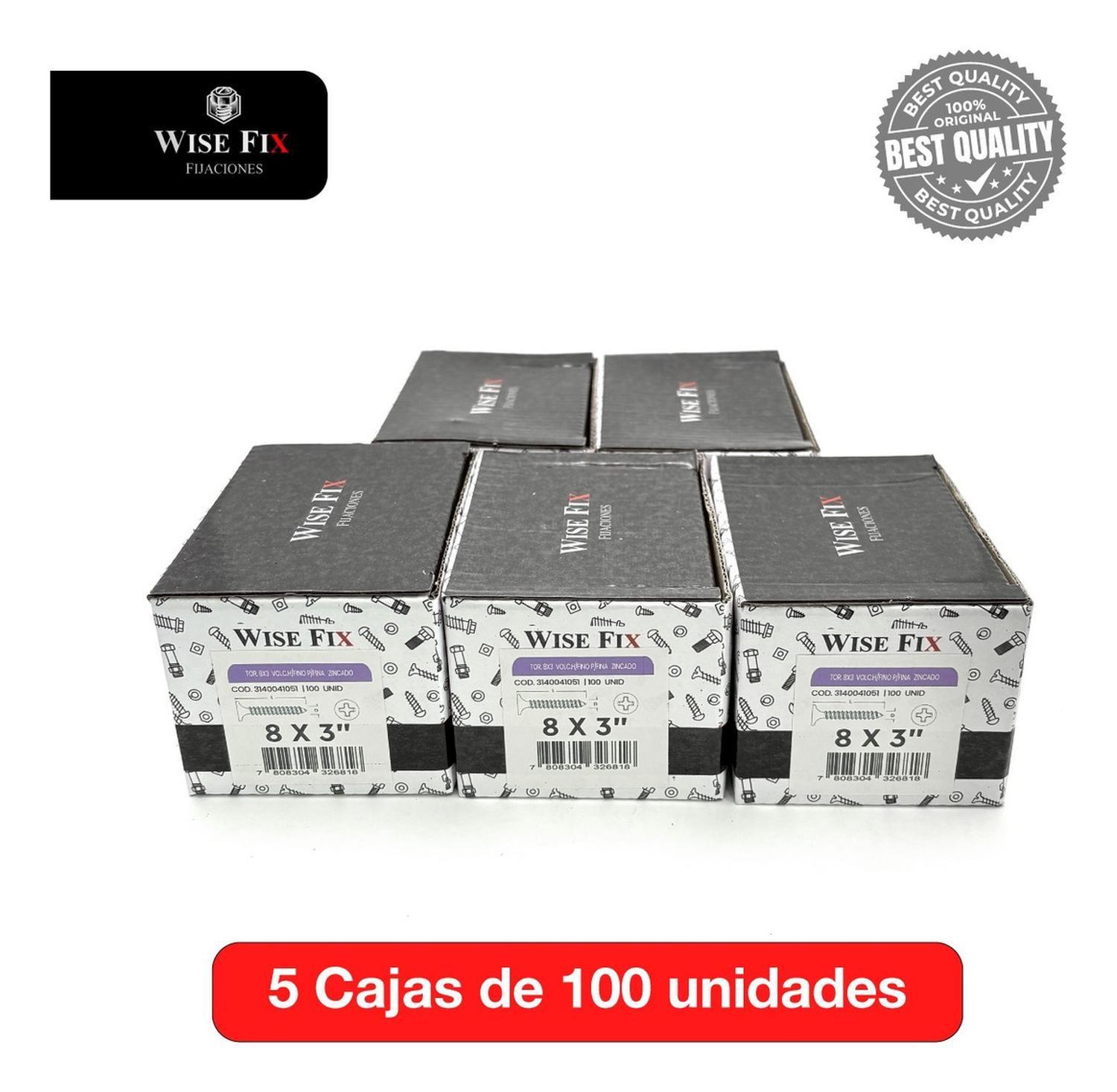 5 Cajas Tornillo Volcanita Wisefix P/fina Zincado 8x3 500u-2